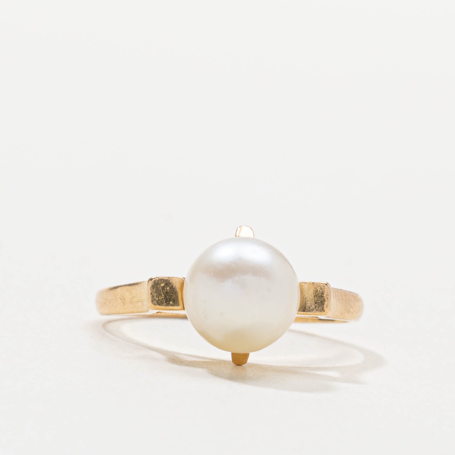 18k Solitaire Pearl Ring | SZ 4.5