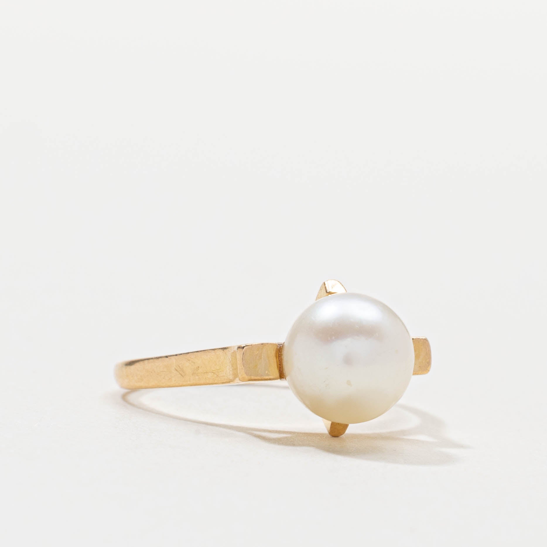 18k Solitaire Pearl Ring | SZ 4.5