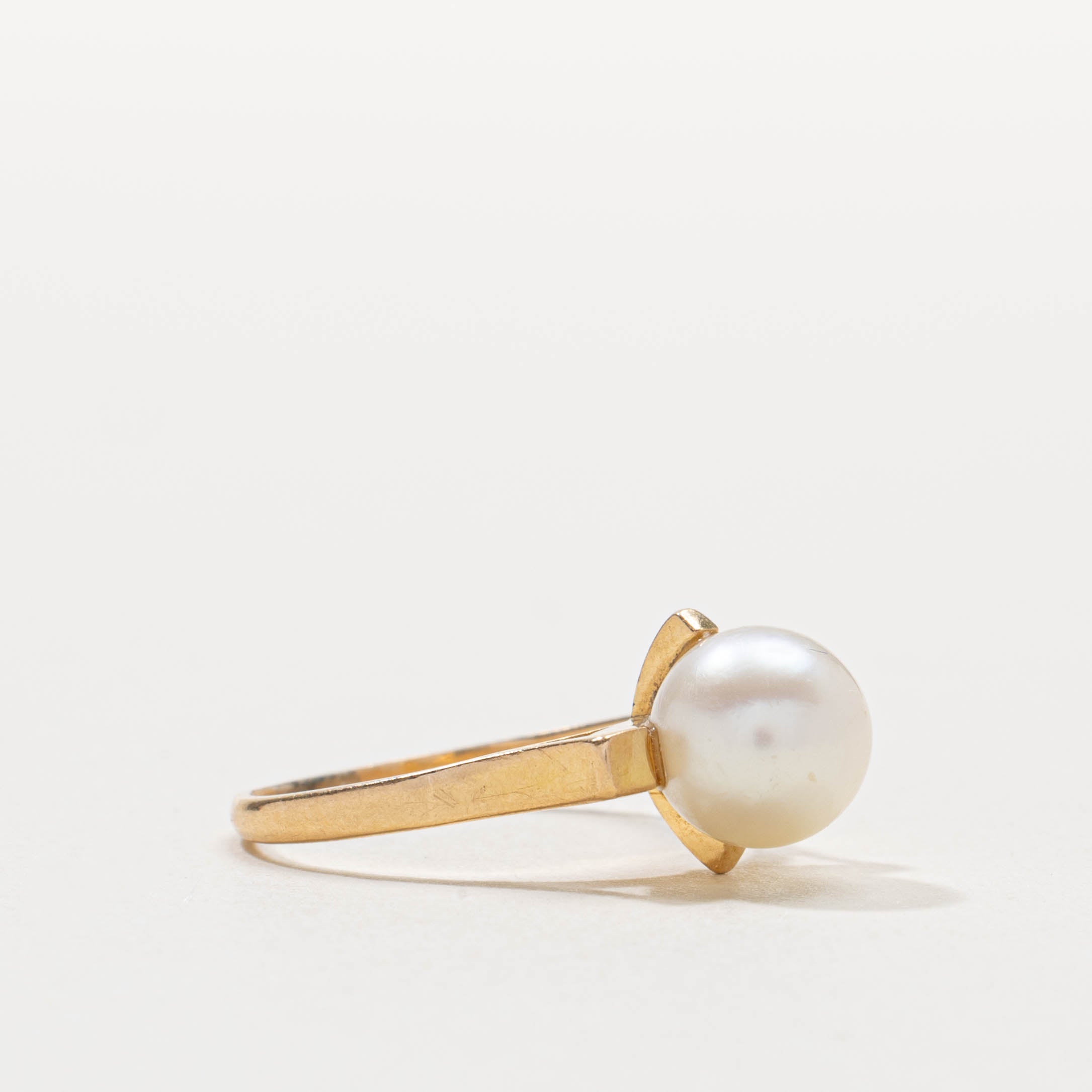 18k Solitaire Pearl Ring | SZ 4.5