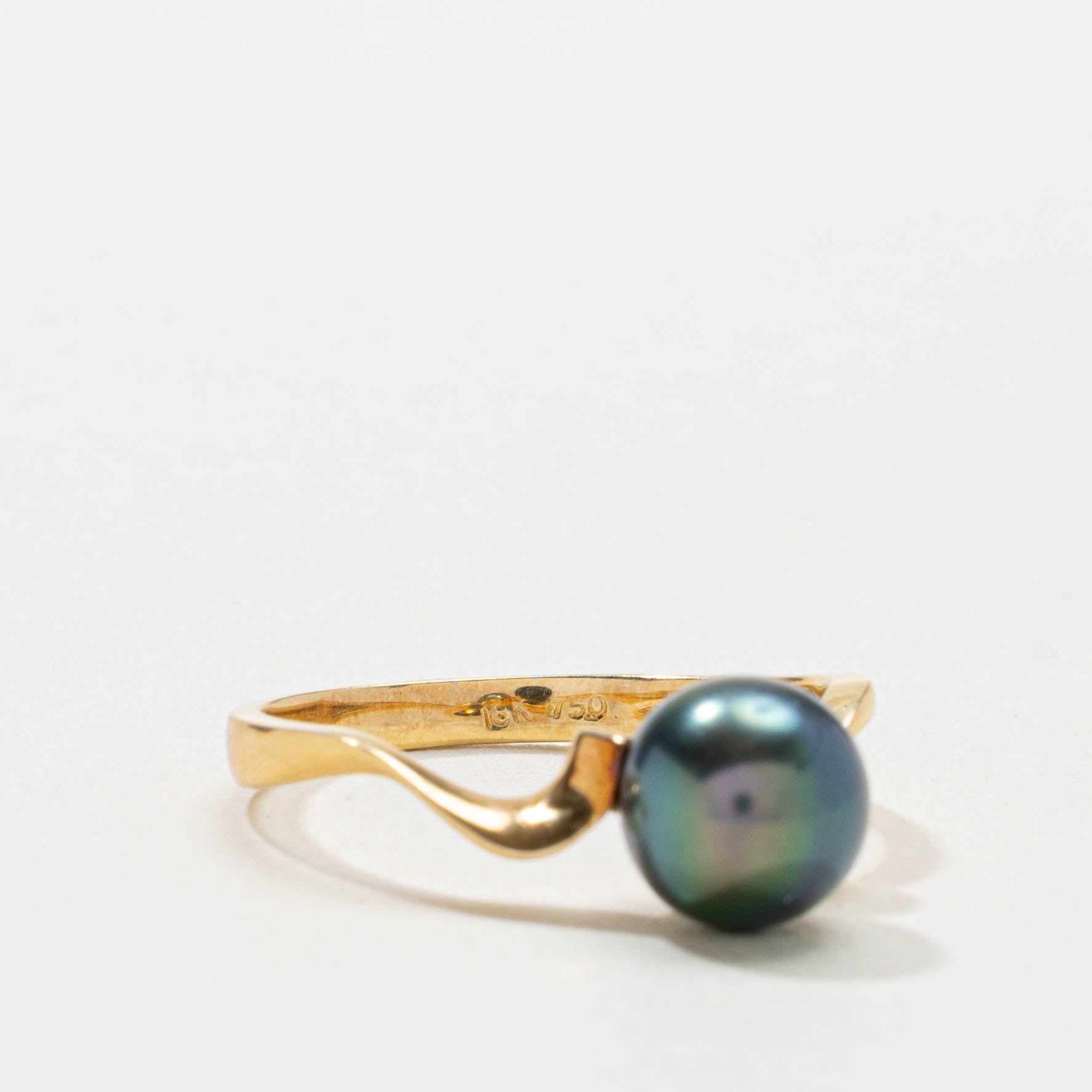 18k Pearl & Diamond Wavy Ring | SZ 7.75
