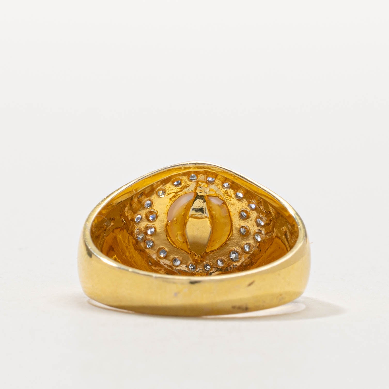 14k Pearl & Diamond Halo Chunky Ring | SZ 6.25