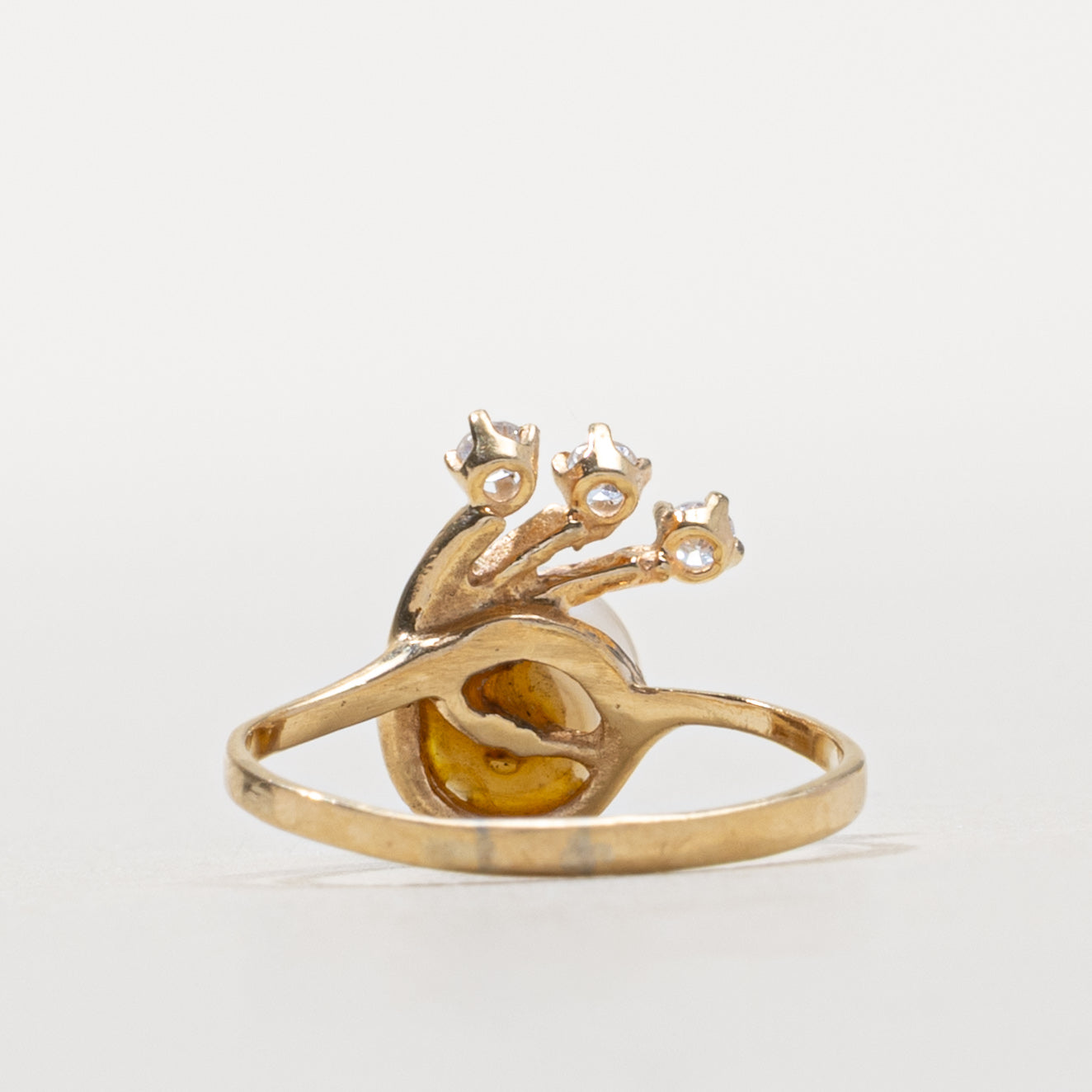 14k Pearl & Diamond Accented Floral Ring | SZ 3.5