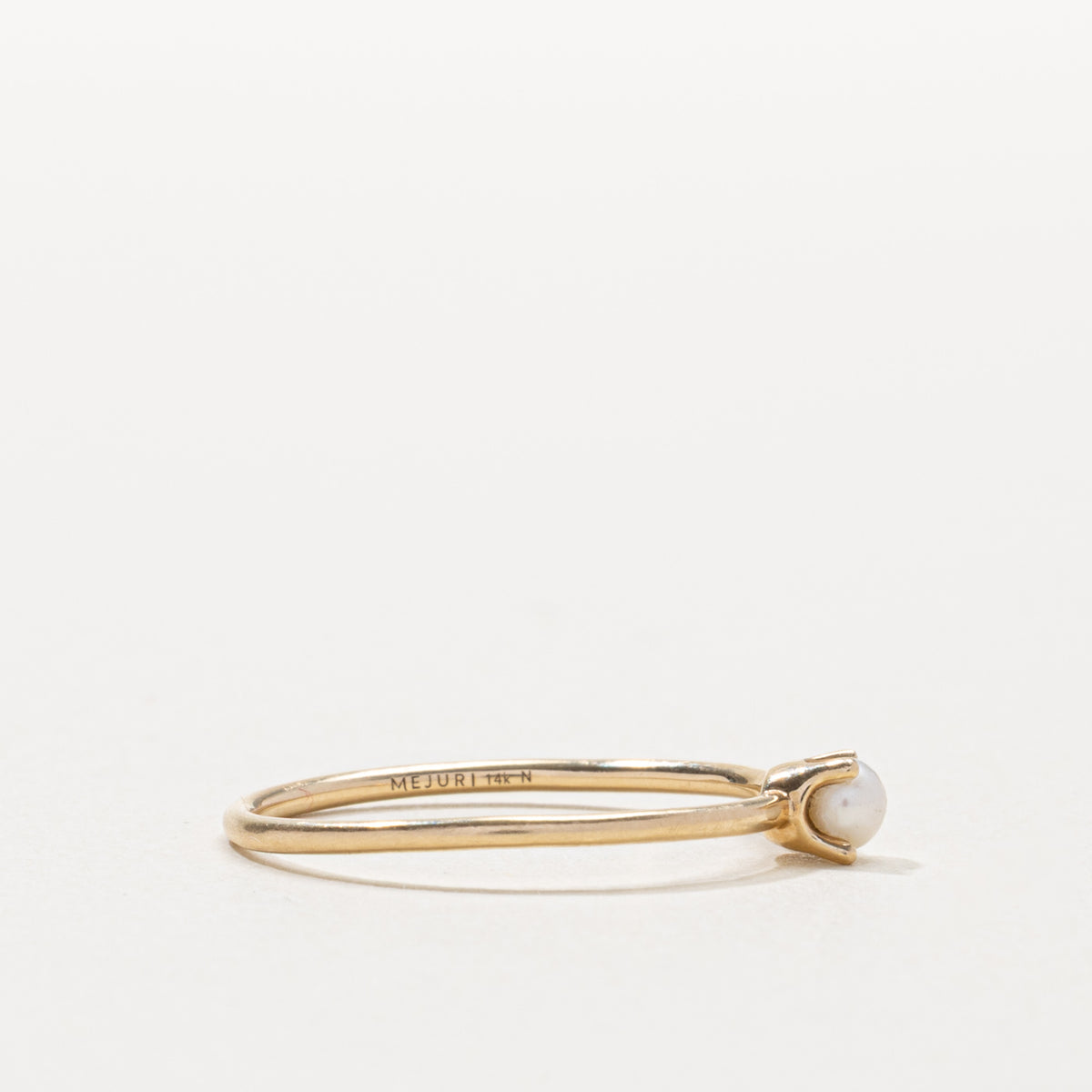 14k Pearl & Diamond Petite Toi et Moi Ring | SZ 7.25