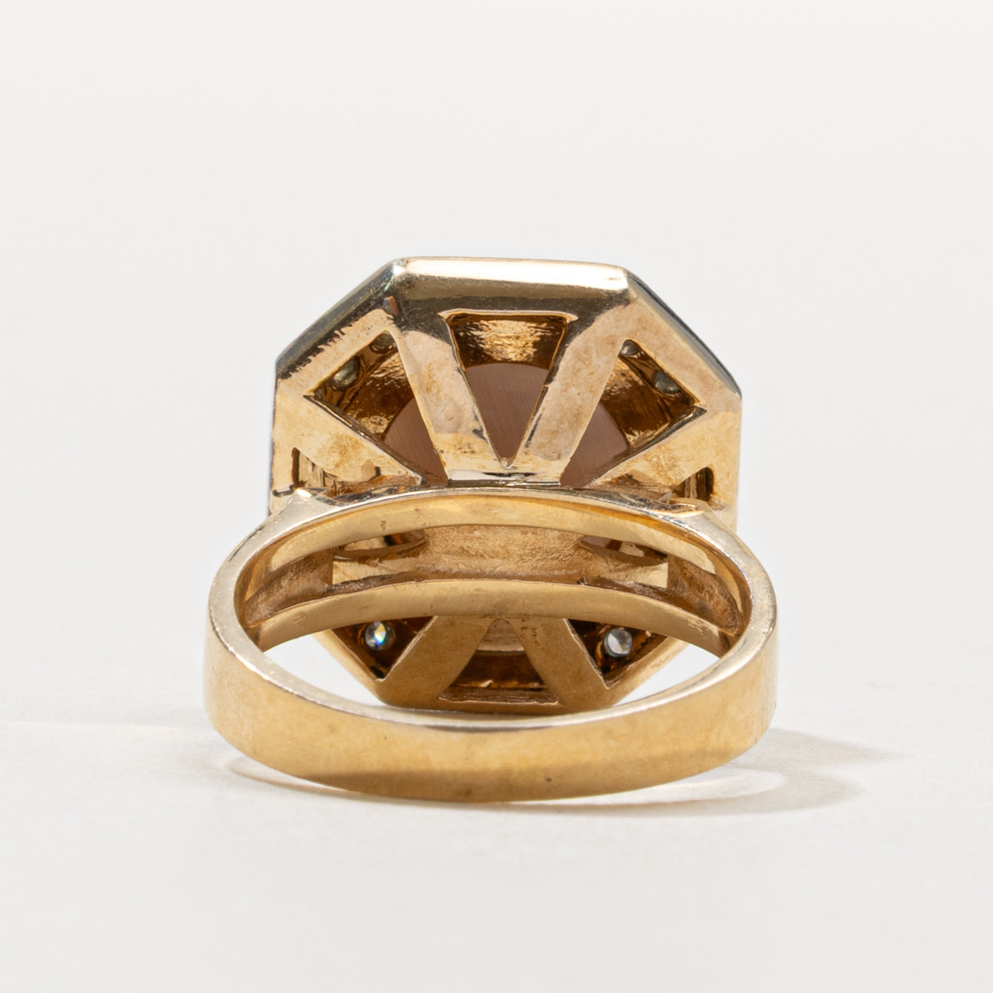 14k Mabé Pearl & Diamond Geometric Cocktail Ring | SZ 5