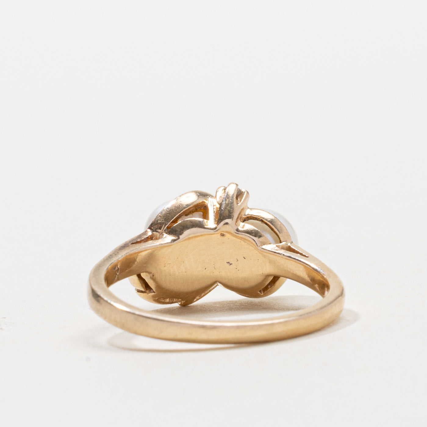 10k Two Stone Pearl & Diamond Accented Ring | SZ 6.5