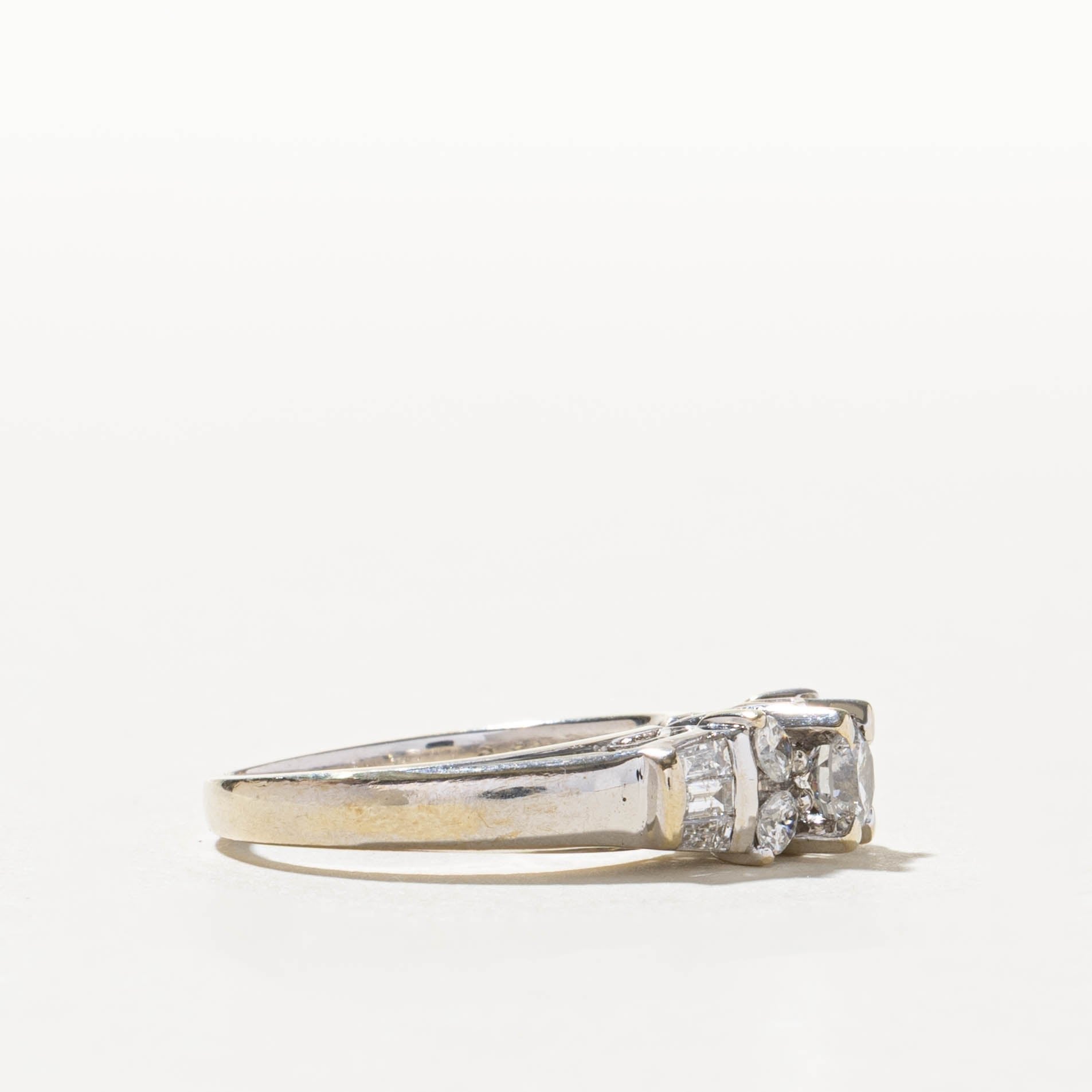 14k Channel Set Diamond Shouldered Cluster Ring | 0.98ctw | SZ 7