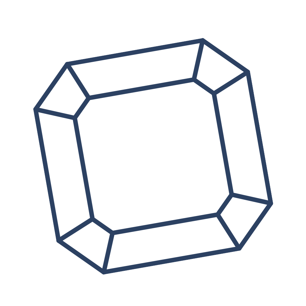 Navy blue asscher cut gemstone outline