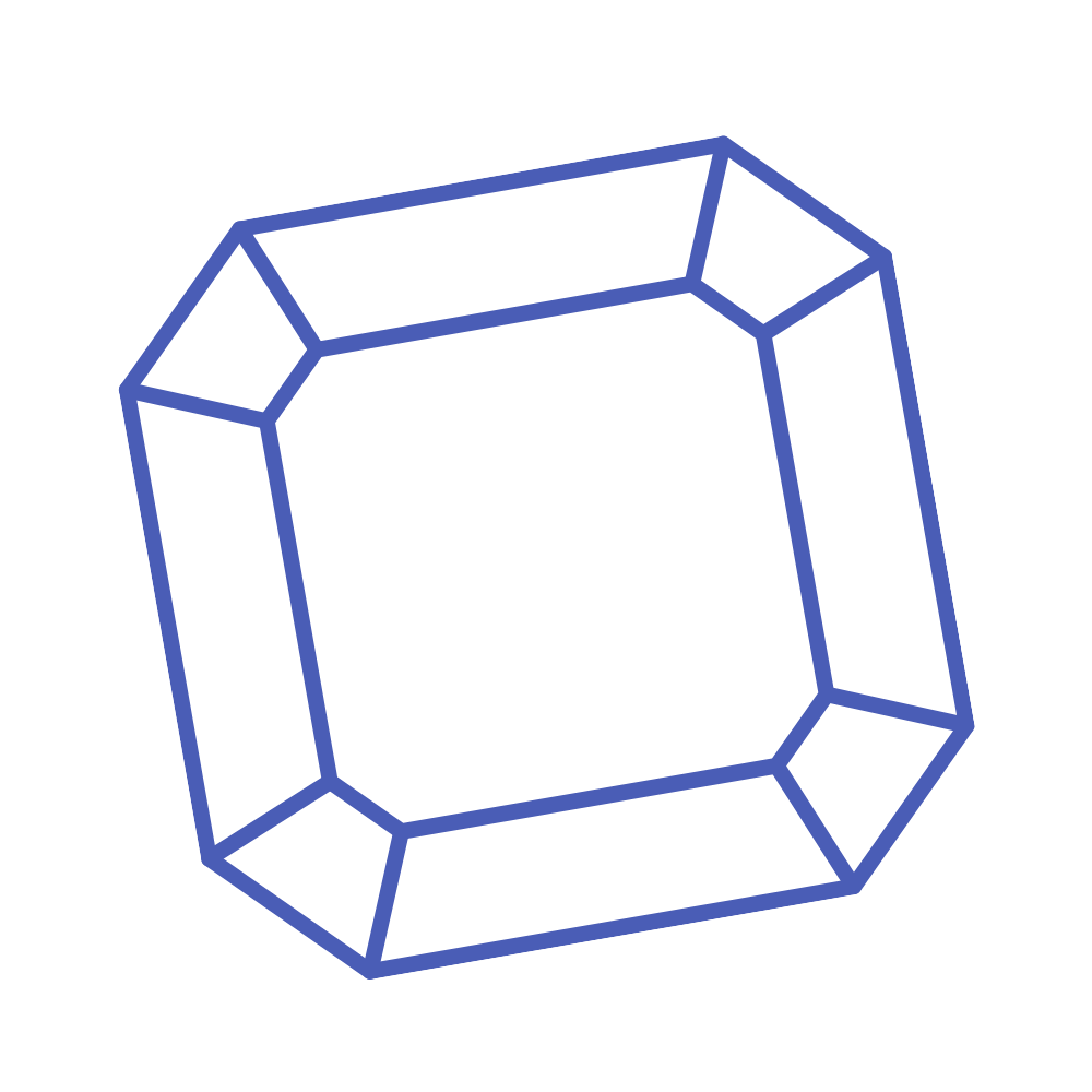 Blue outline of an asscher cut gemstone