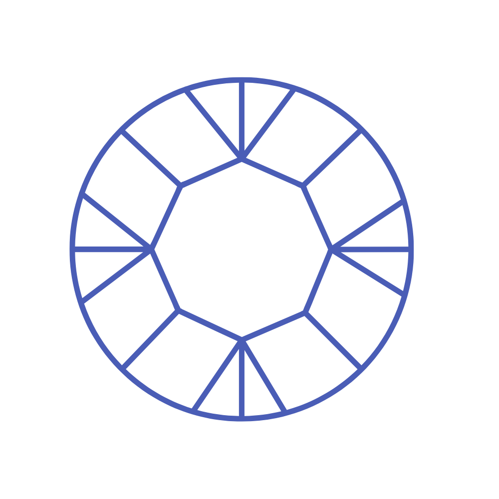 Round brilliant diamond blue outline 