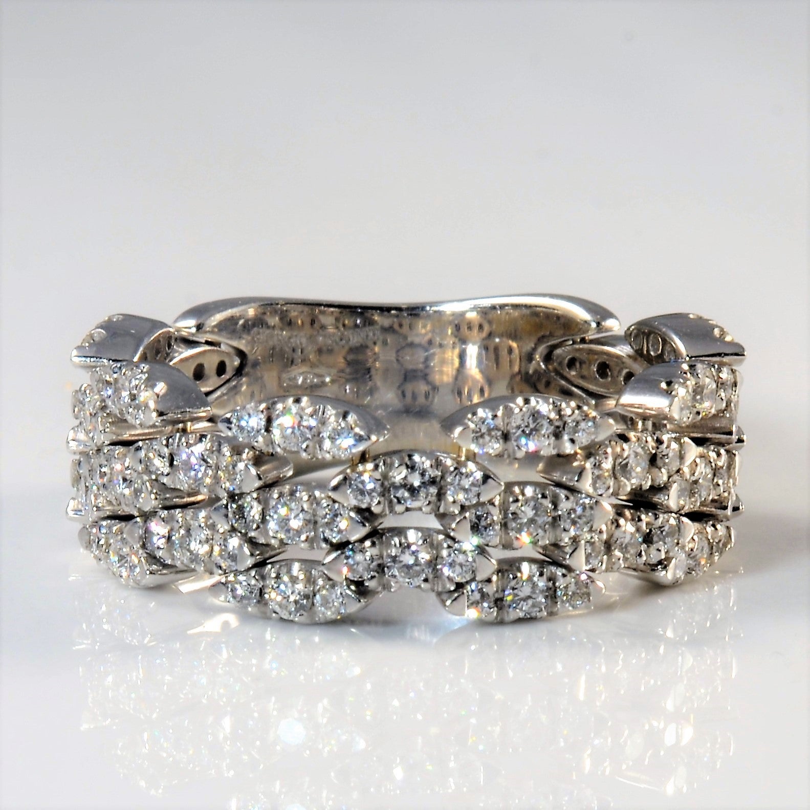 'Giorgio Visconti' Pave Diamond Wave Ring | 0.64ctw | SZ 7 | - 100 Ways