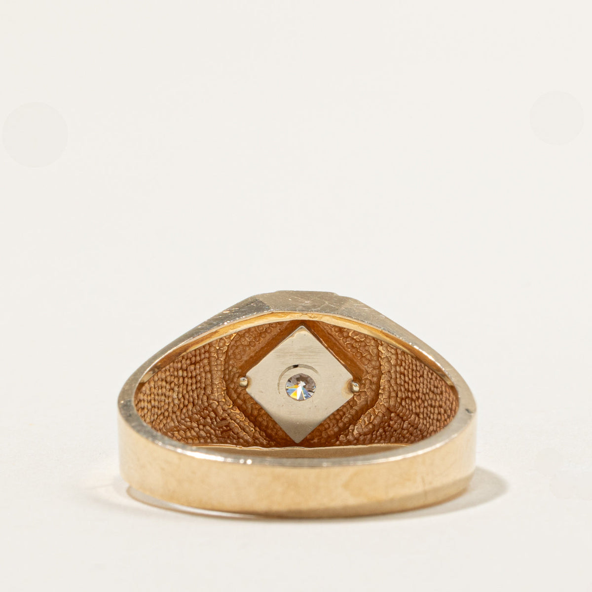 Canadian Solitaire Diamond Grooved Geometric Signet Ring | 0.22ct | SZ 9.5