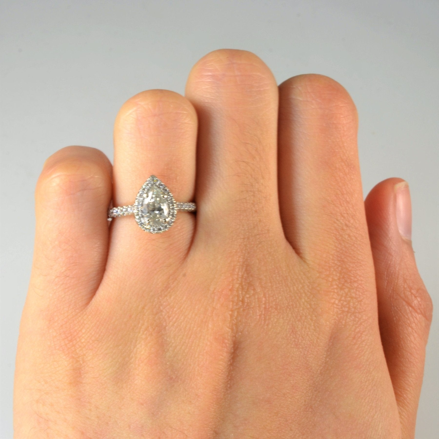 'James Allen' Pear Cut Halo Engagement Ring | 0.92ctw | SZ 4 | - 100 Ways