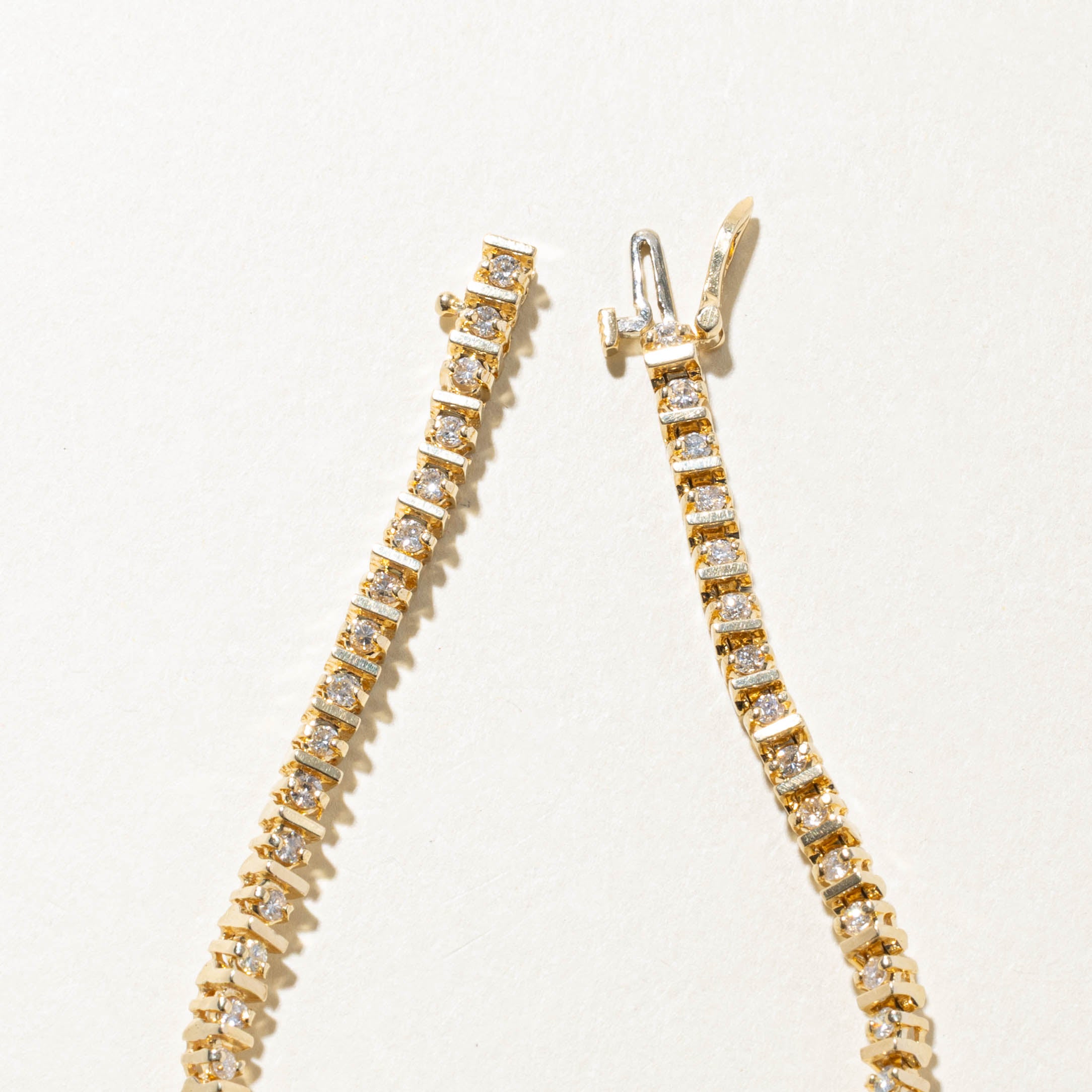 14k Multi Row Diamond Bar Tennis Bracelet | 1.41ctw | 7"