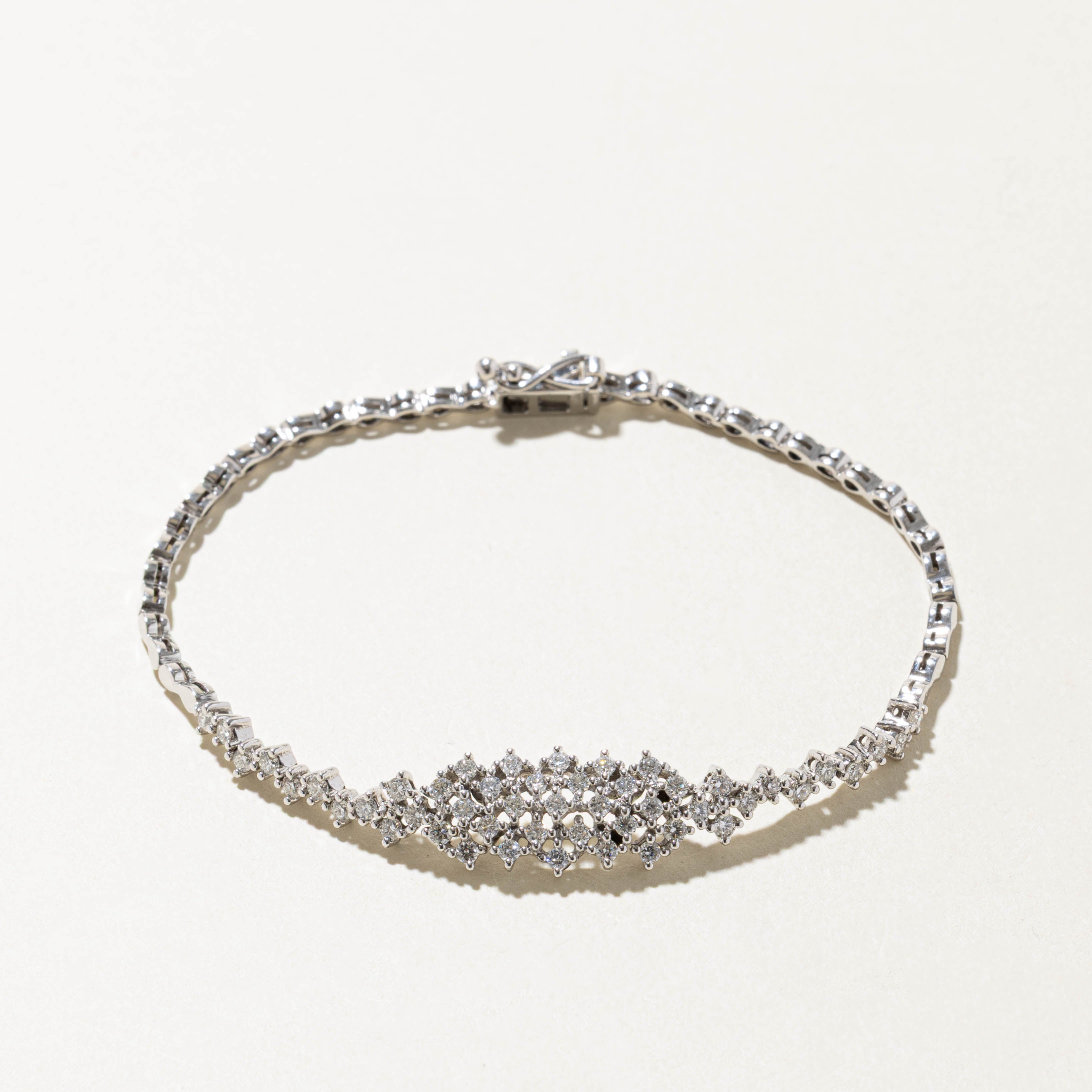 14k Diamond Cluster Geometric Bracelet | 0.90ctw | 7"