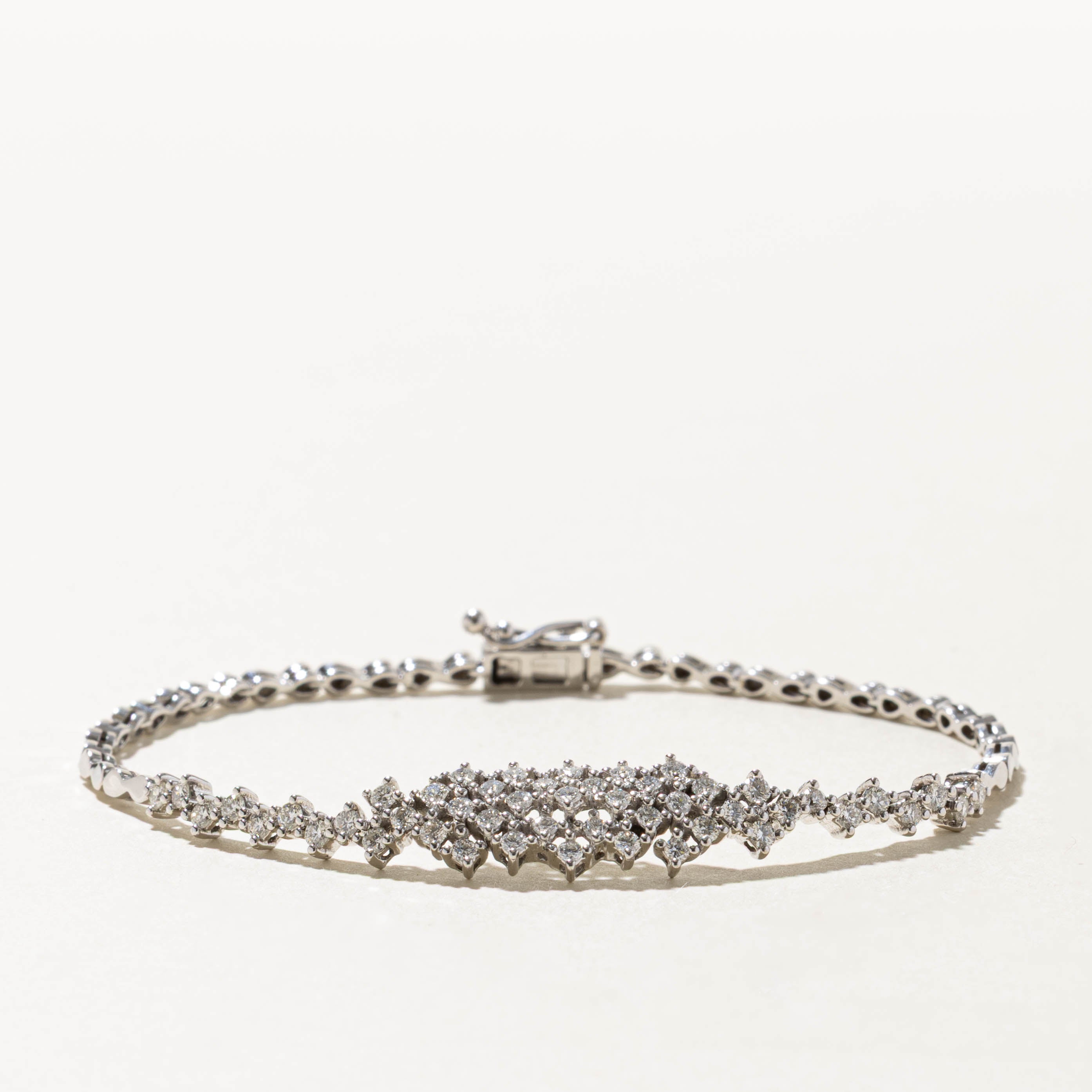 14k Diamond Cluster Geometric Bracelet | 0.90ctw | 7"