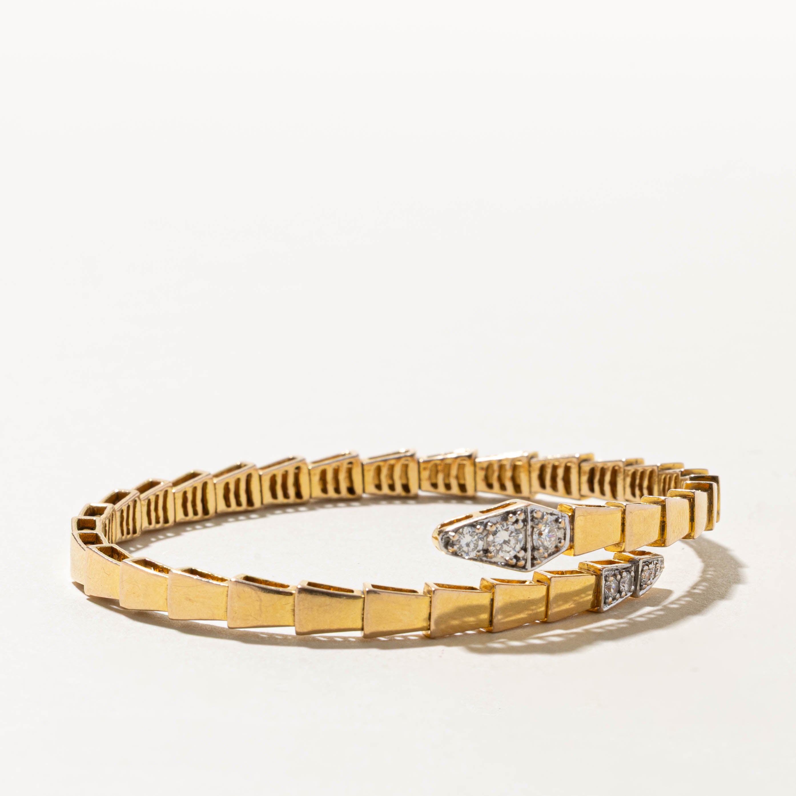 18k Pave Set Diamond Cluster Snake Cuff | 0.49ctw | 7"