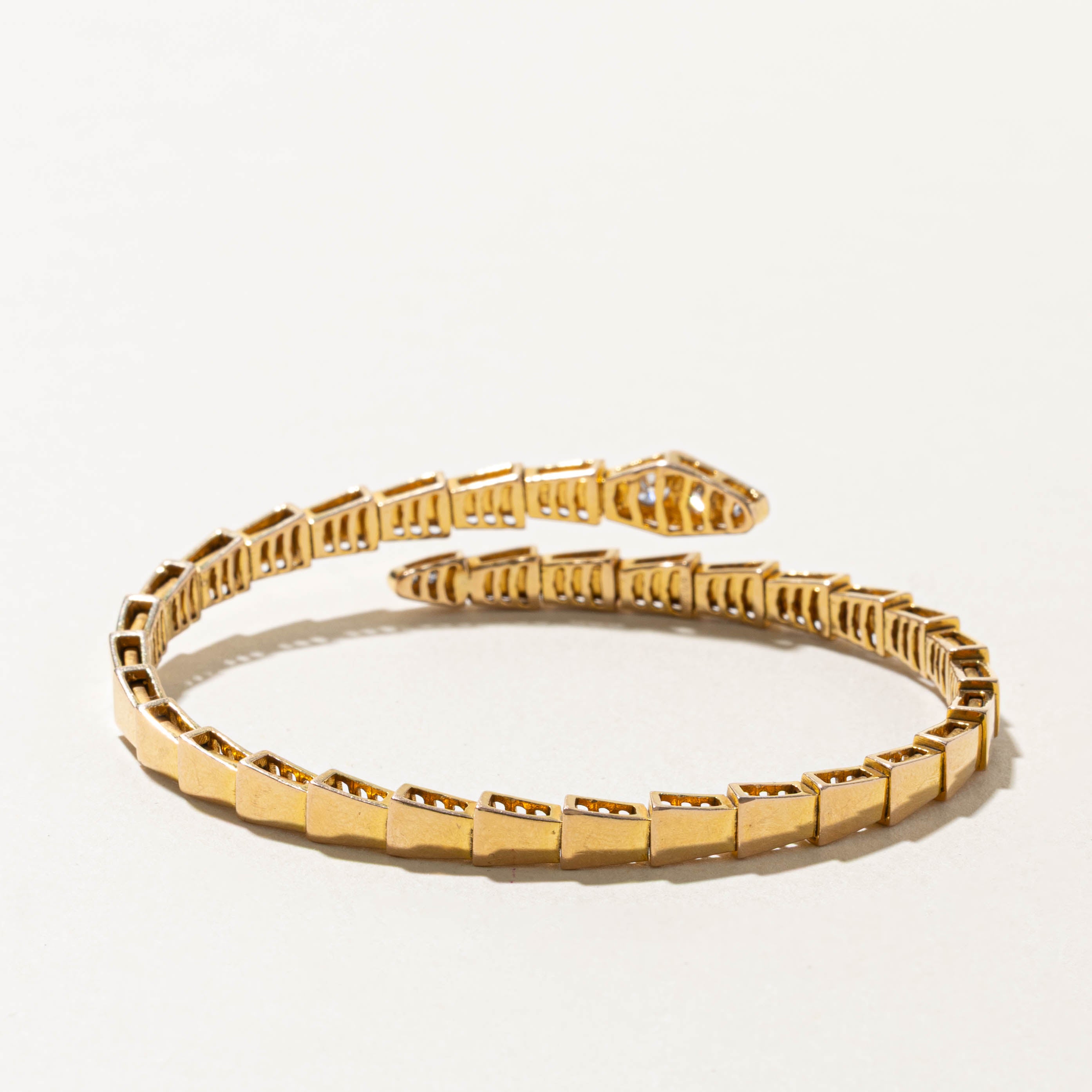 18k Pave Set Diamond Cluster Snake Cuff | 0.49ctw | 7"