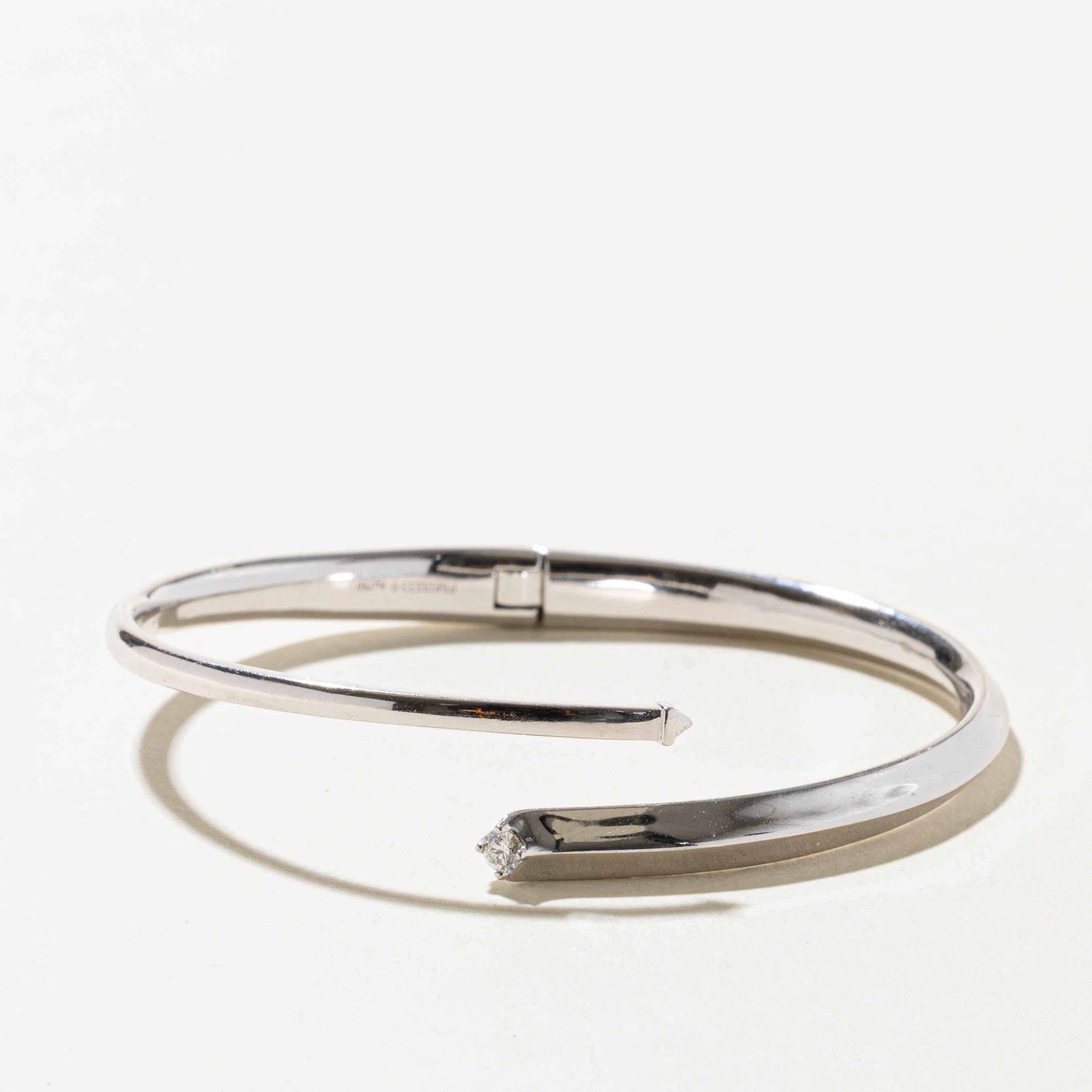 18k Single Diamond Abstract Bangle | 0.09ct | 6.25"