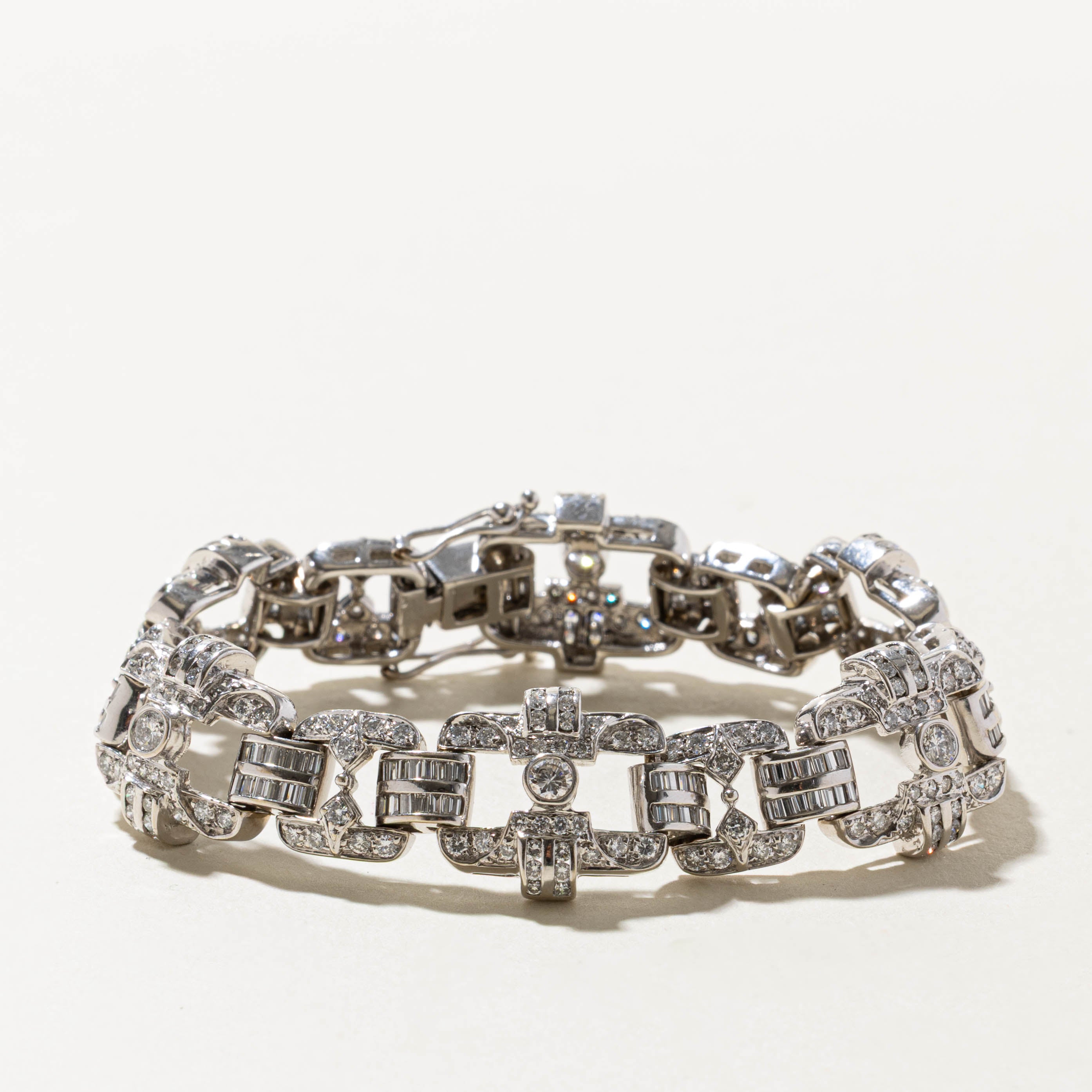 18k Multi Cut Diamond Openwork Geometric Bracelet | 5.05ctw | 7.25"