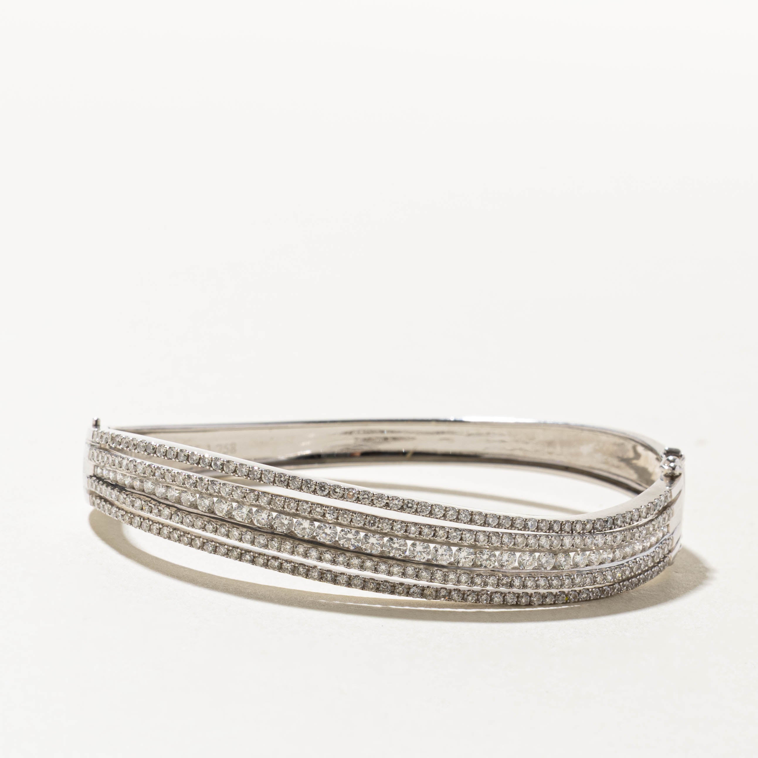 18k Multi Row Diamond Wave Bangle | 1.98ctw | 6.5"