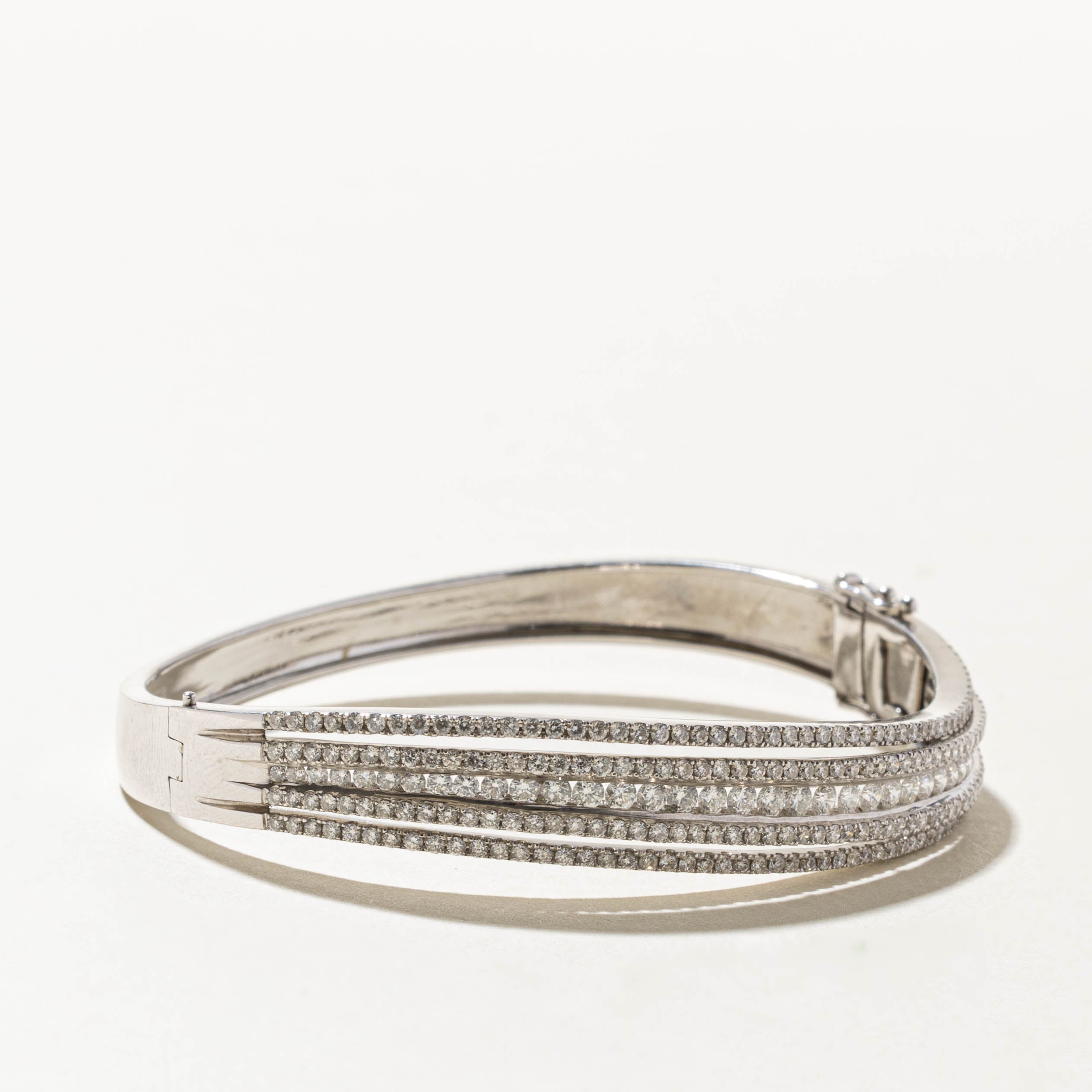 18k Multi Row Diamond Wave Bangle | 1.98ctw | 6.5"