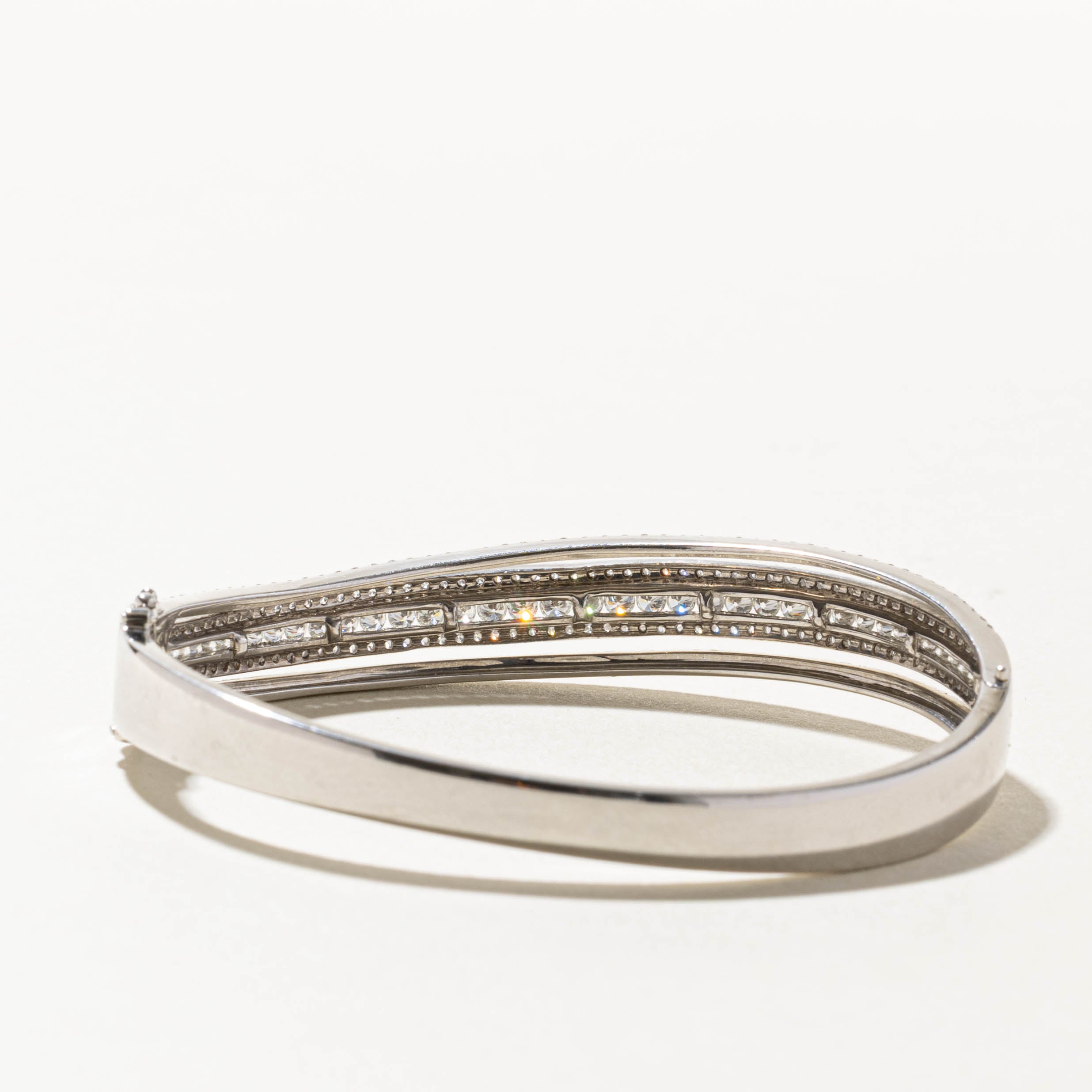 18k Multi Row Diamond Wave Bangle | 1.98ctw | 6.5"