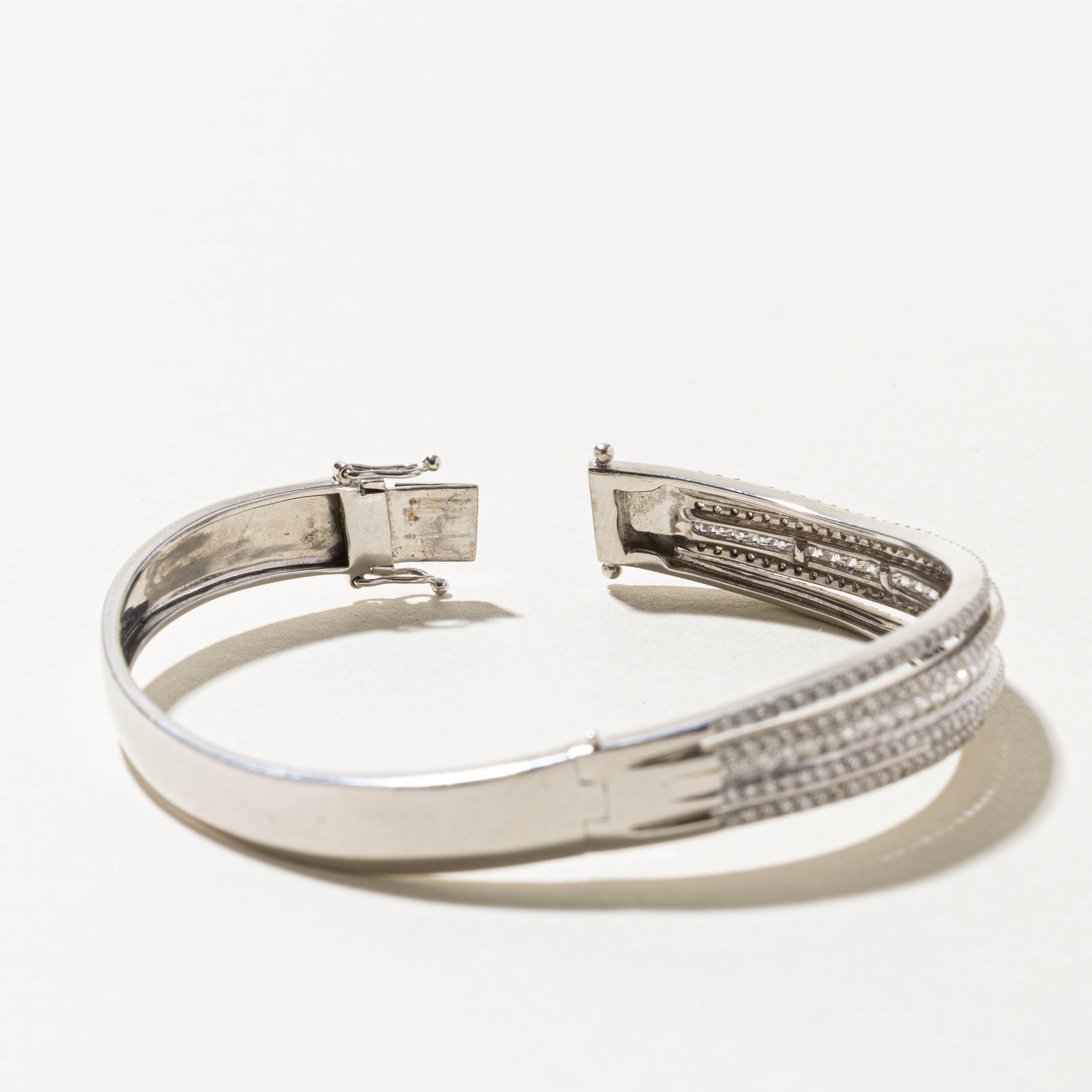 18k Multi Row Diamond Wave Bangle | 1.98ctw | 6.5"