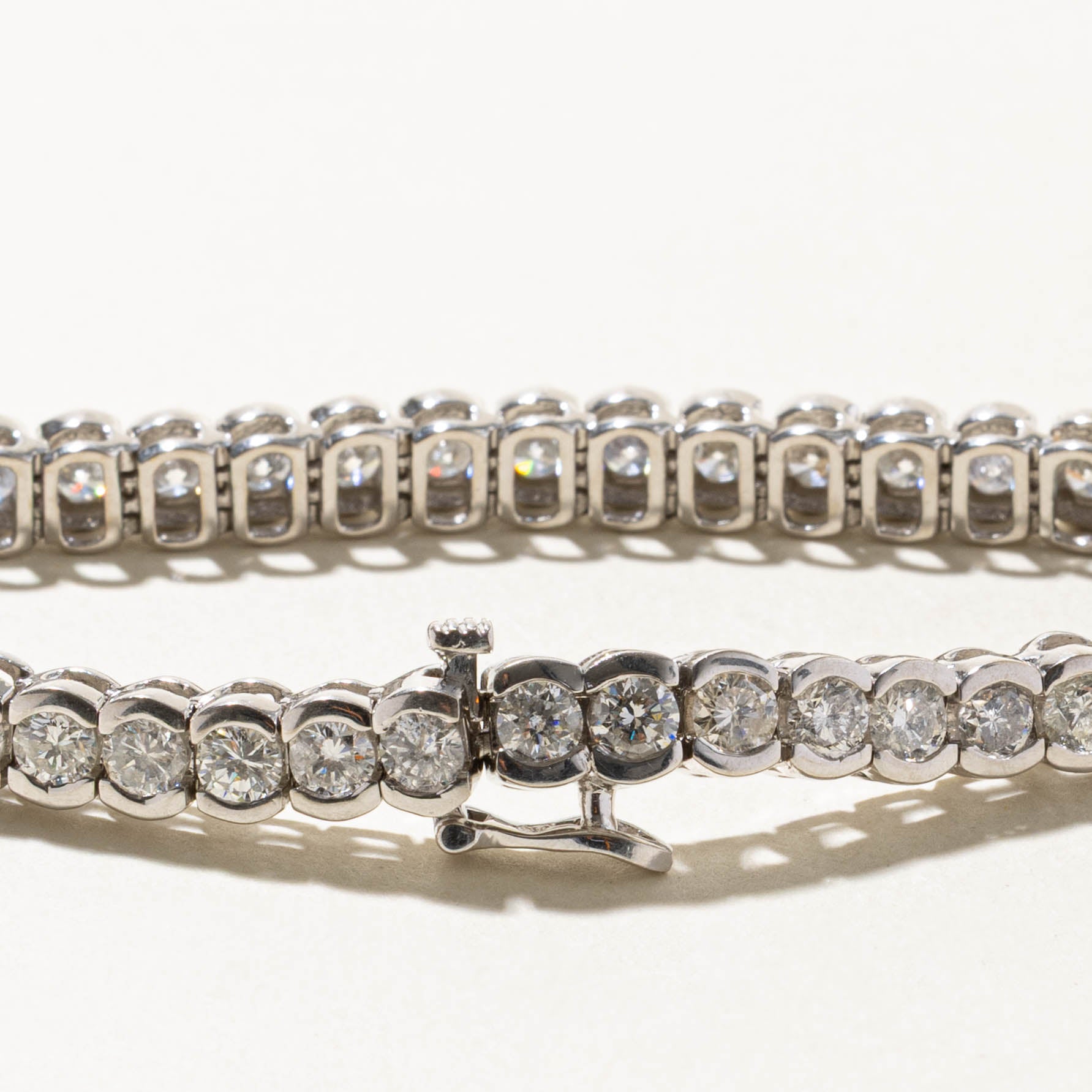 18k Eternity Semi Bezel Diamond Tennis Bracelet | 8.40ctw I2 G | 7"