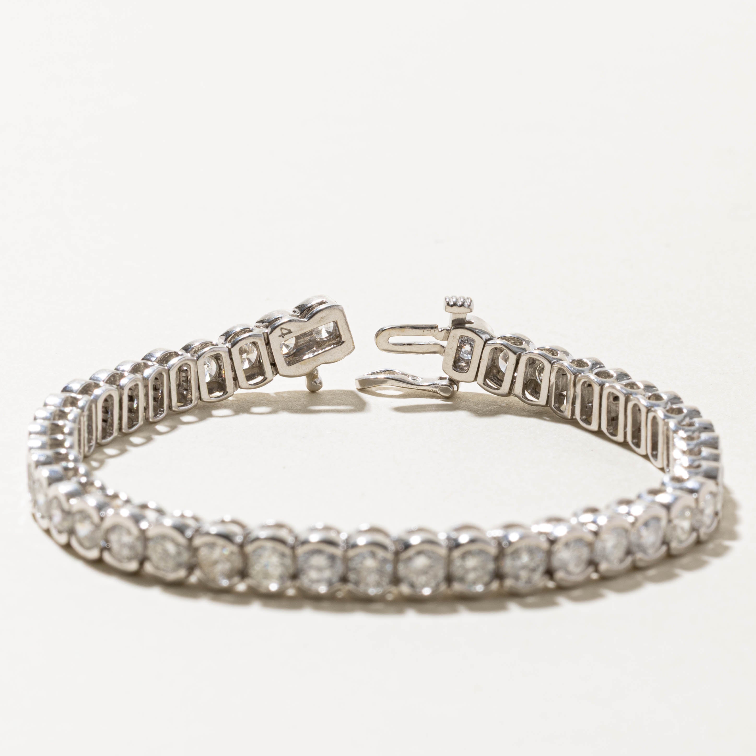 18k Eternity Semi Bezel Diamond Tennis Bracelet | 8.40ctw I2 G | 7"