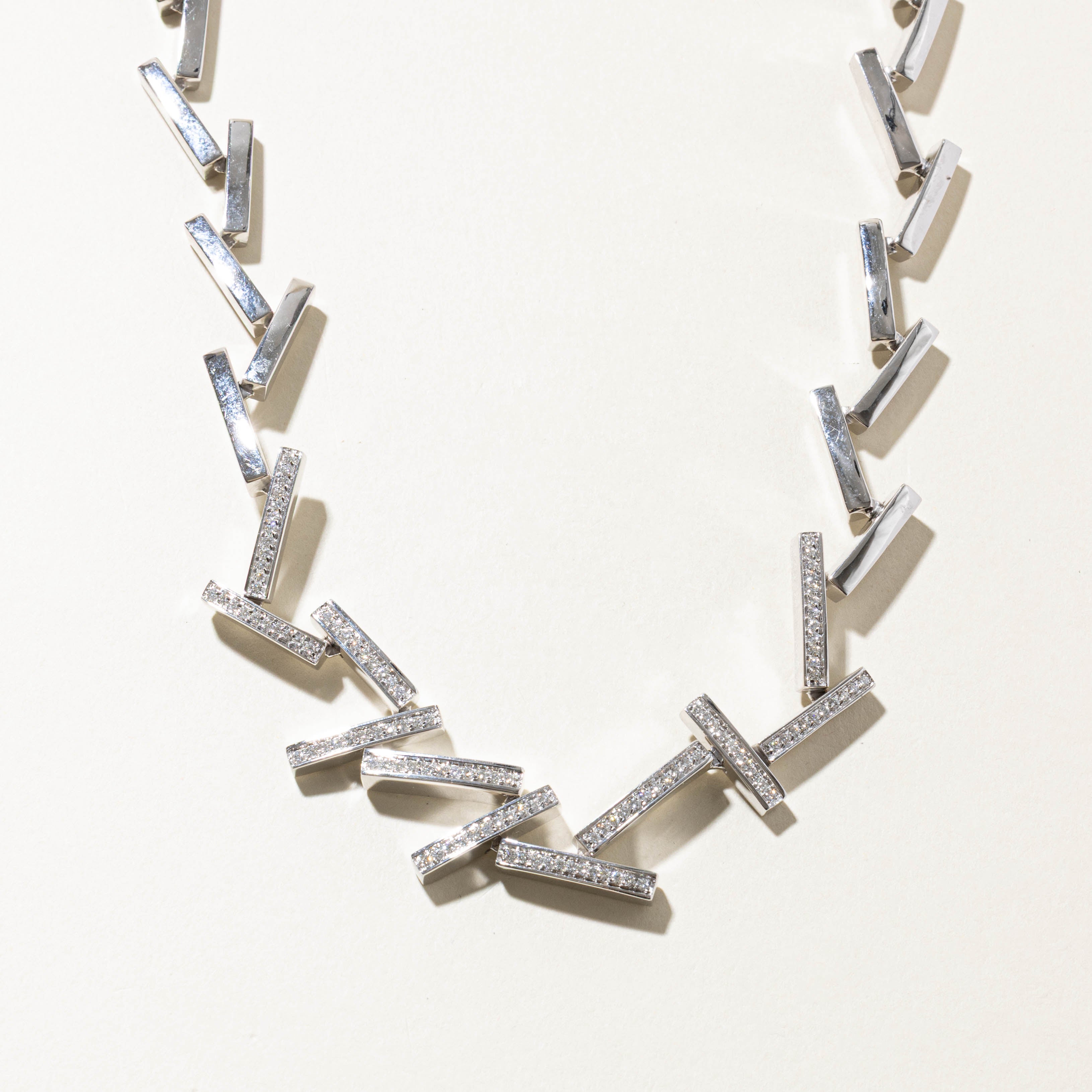 Italian Diamond Bar Abstract Necklace | 0.92ctw | 14.5"