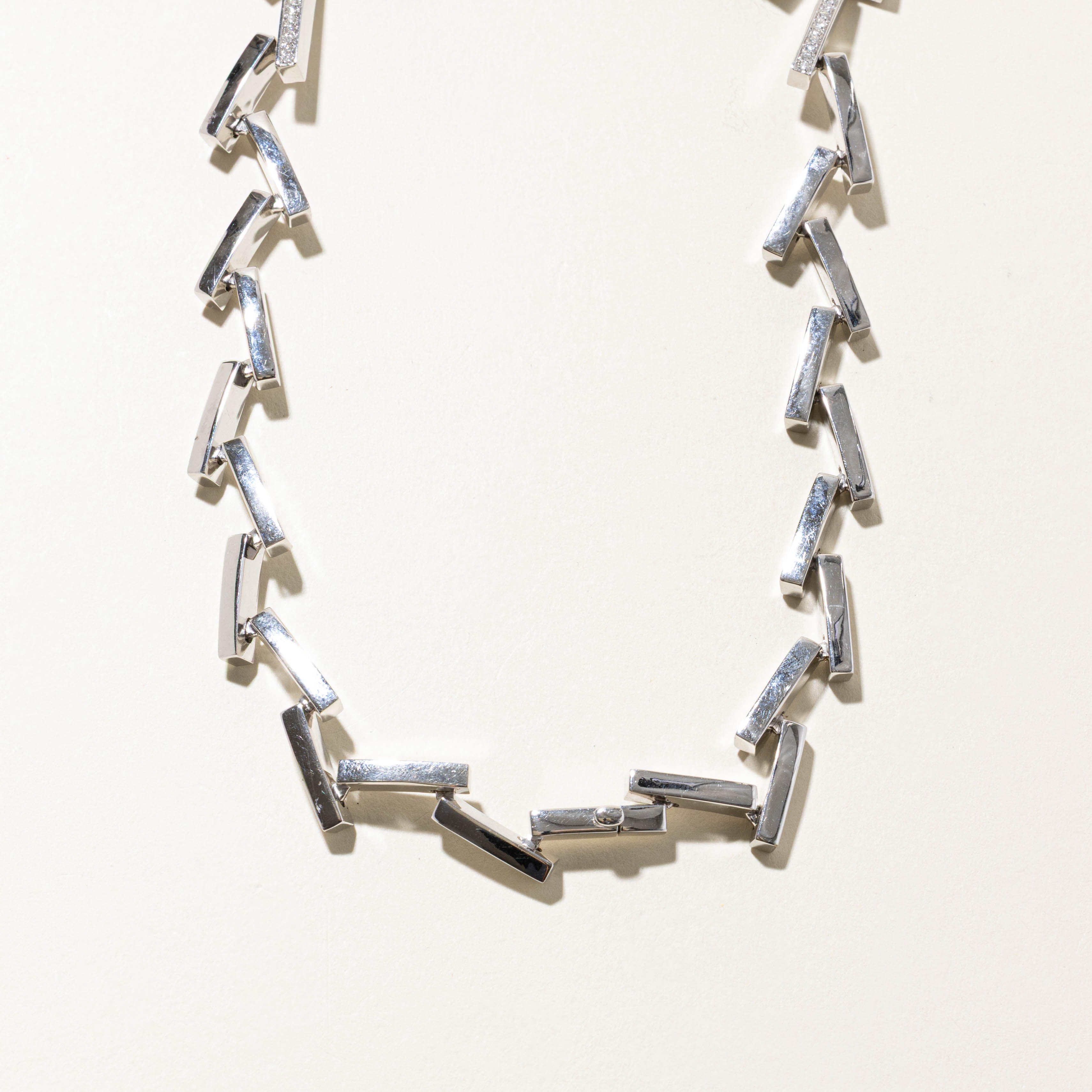 Italian Diamond Bar Abstract Necklace | 0.92ctw | 14.5"