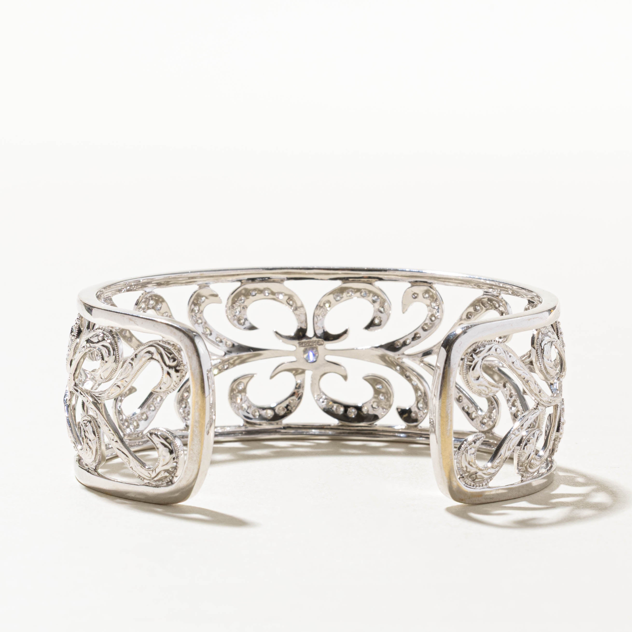 'Birks' Scattered Diamond Scrollwork Floral Cuff | 1.58ctw | 6"