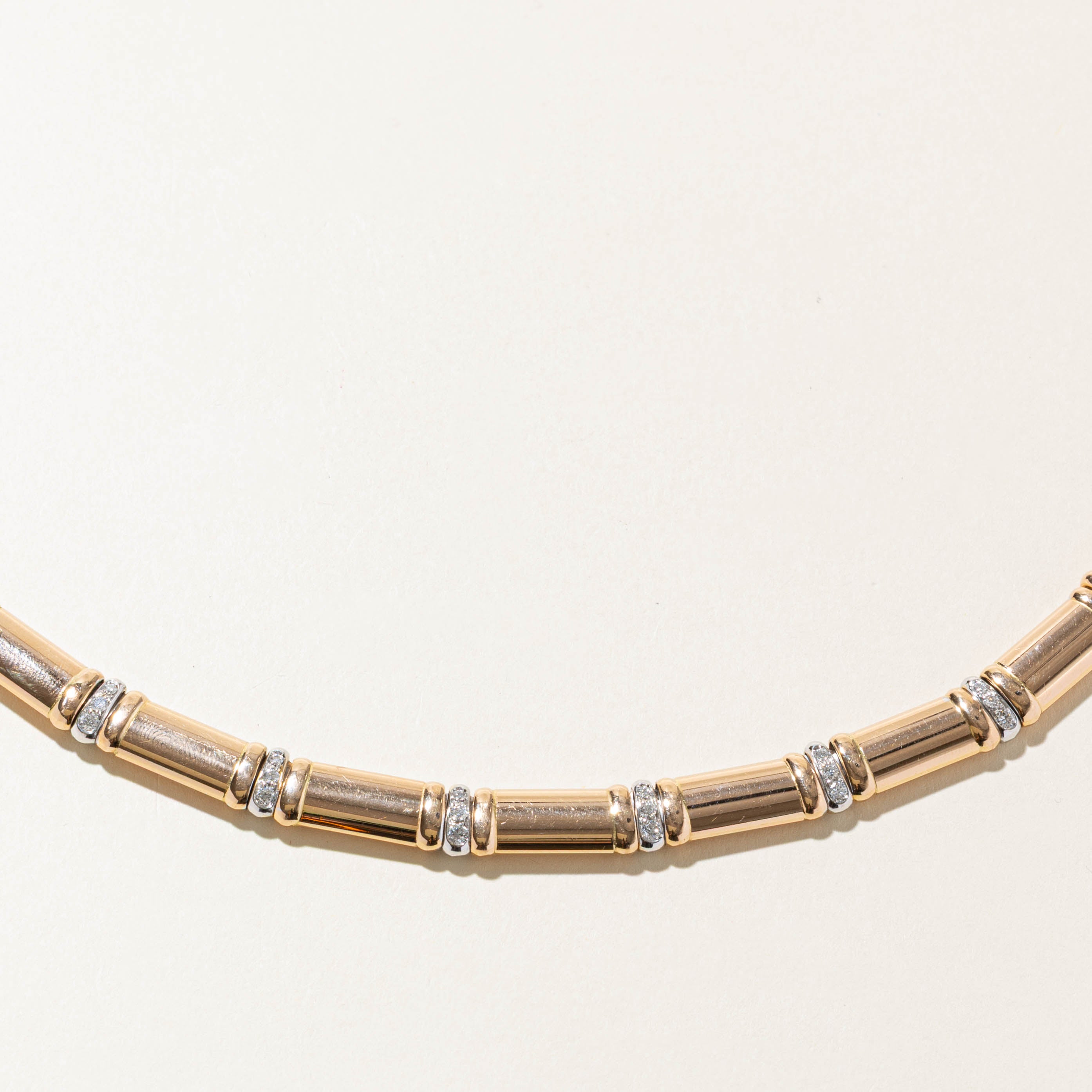 Italian Diamond Accent Grooved Necklace | 0.39ctw | 18.5"