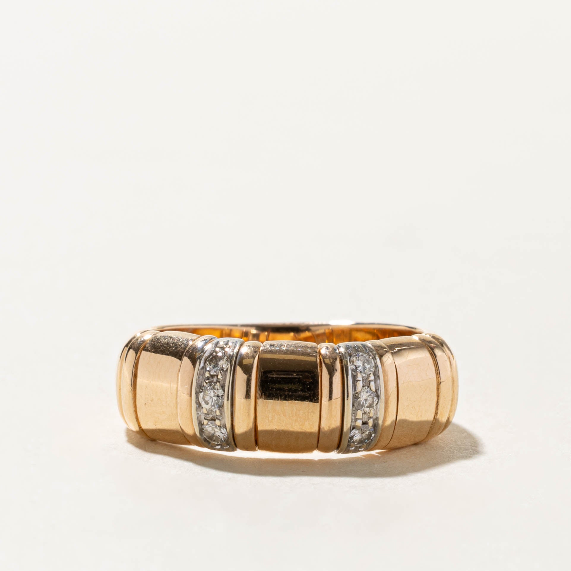 Italian Diamond Accented Grooved Band | 0.15ctw | 5.40mm | SZ 8.25