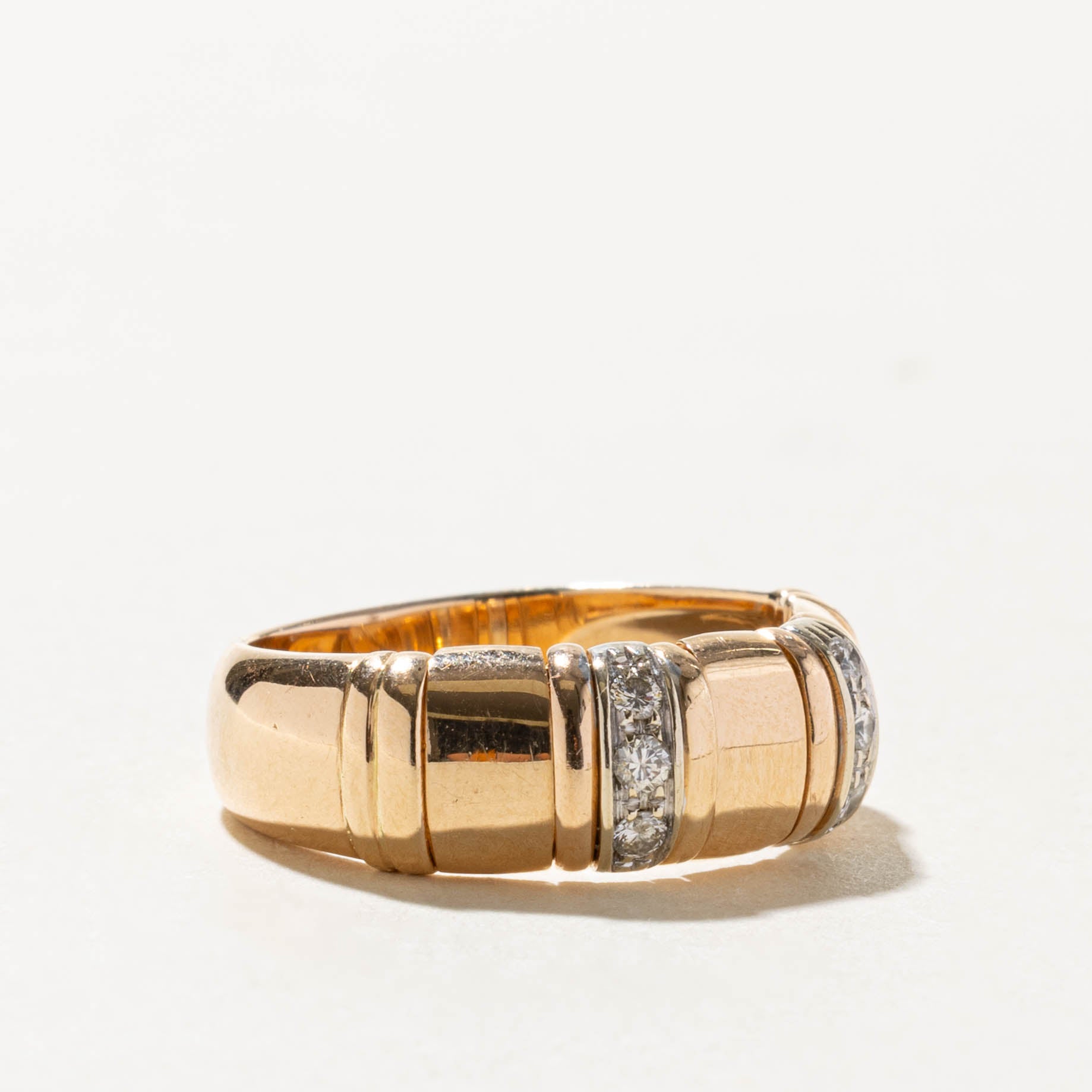 Italian Diamond Accented Grooved Band | 0.15ctw | 5.40mm | SZ 8.25