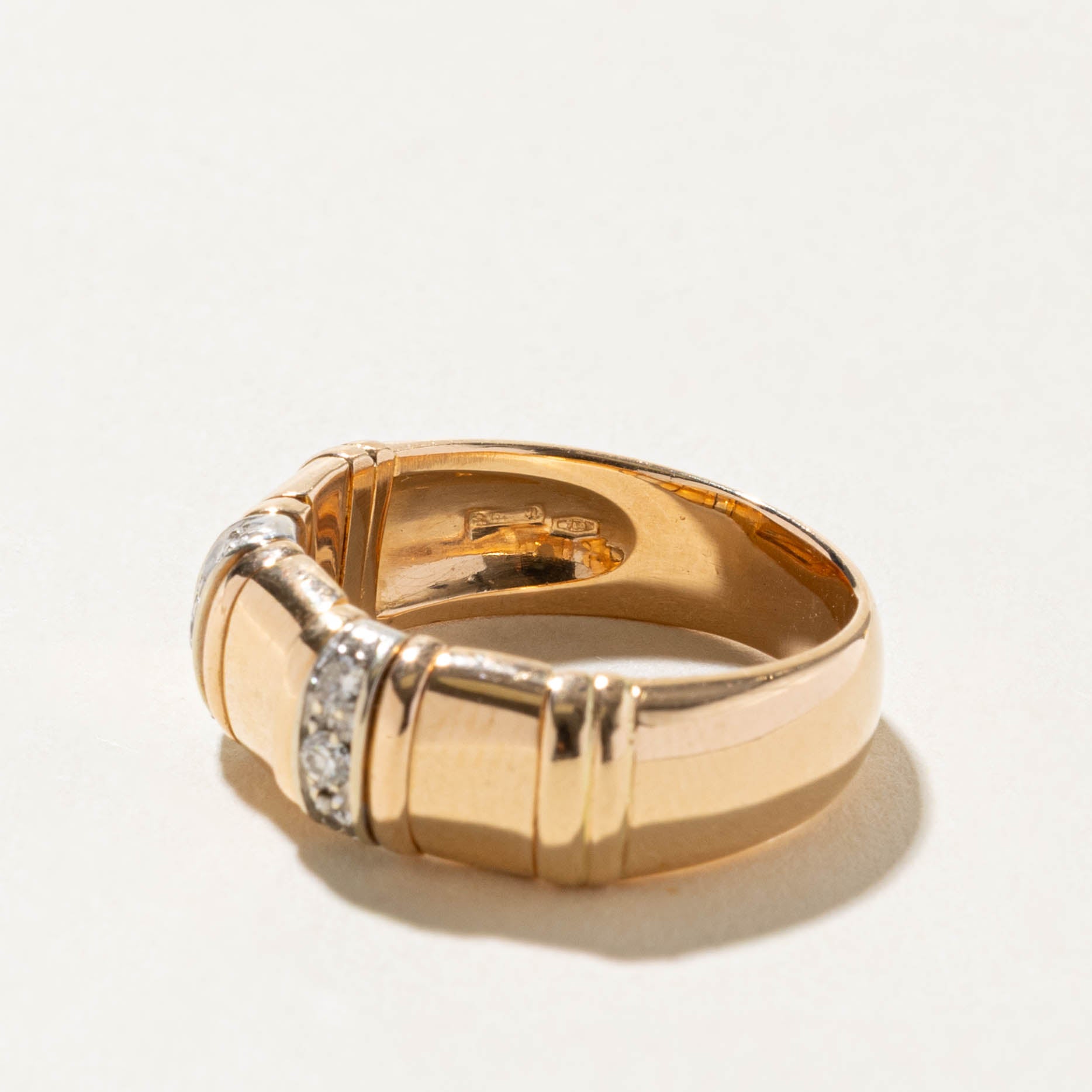 Italian Diamond Accented Grooved Band | 0.15ctw | 5.40mm | SZ 8.25