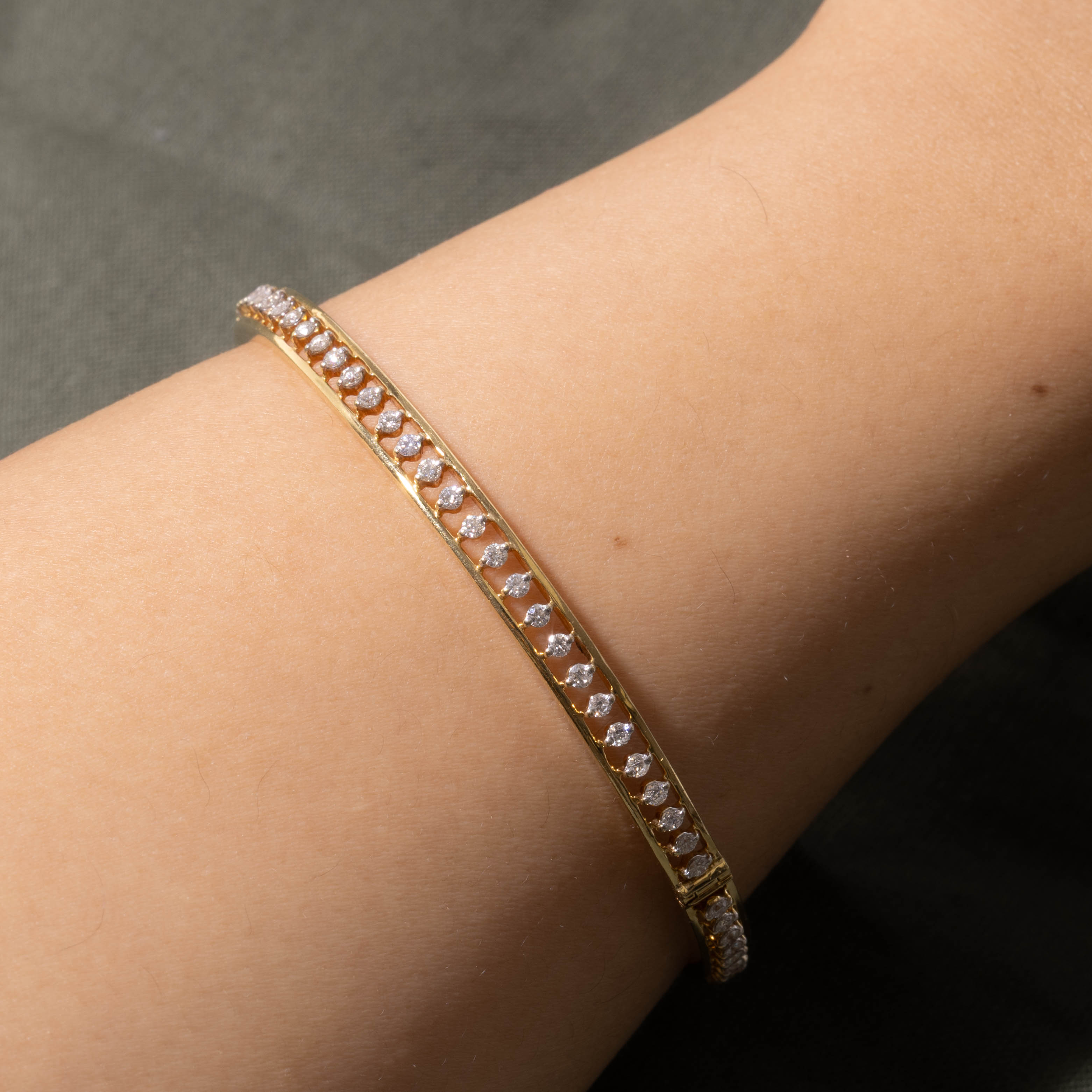 18k Eternity Diamond Openwork Bangle | 1.32ctw | 7.25"