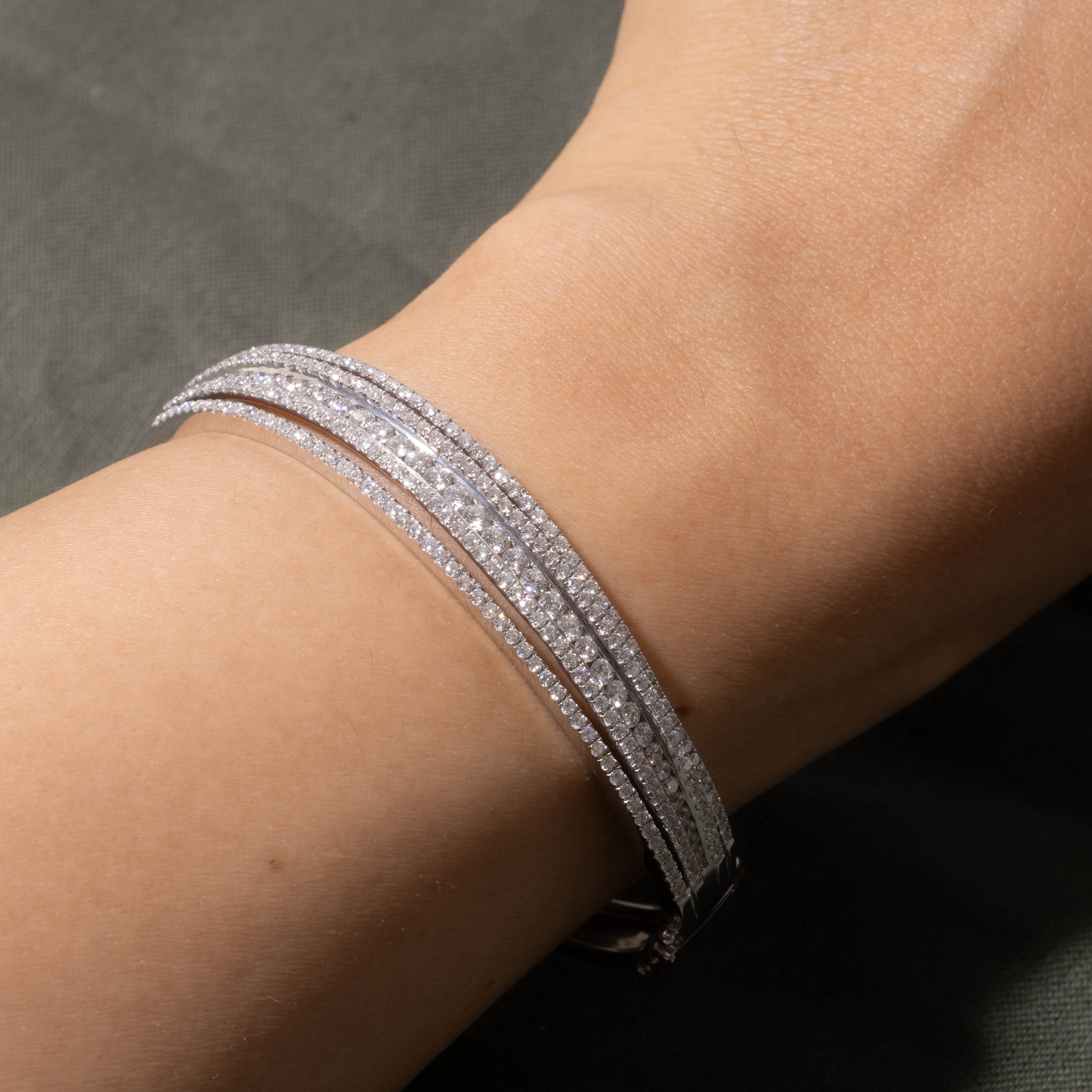 18k Multi Row Diamond Wave Bangle | 1.98ctw | 6.5"