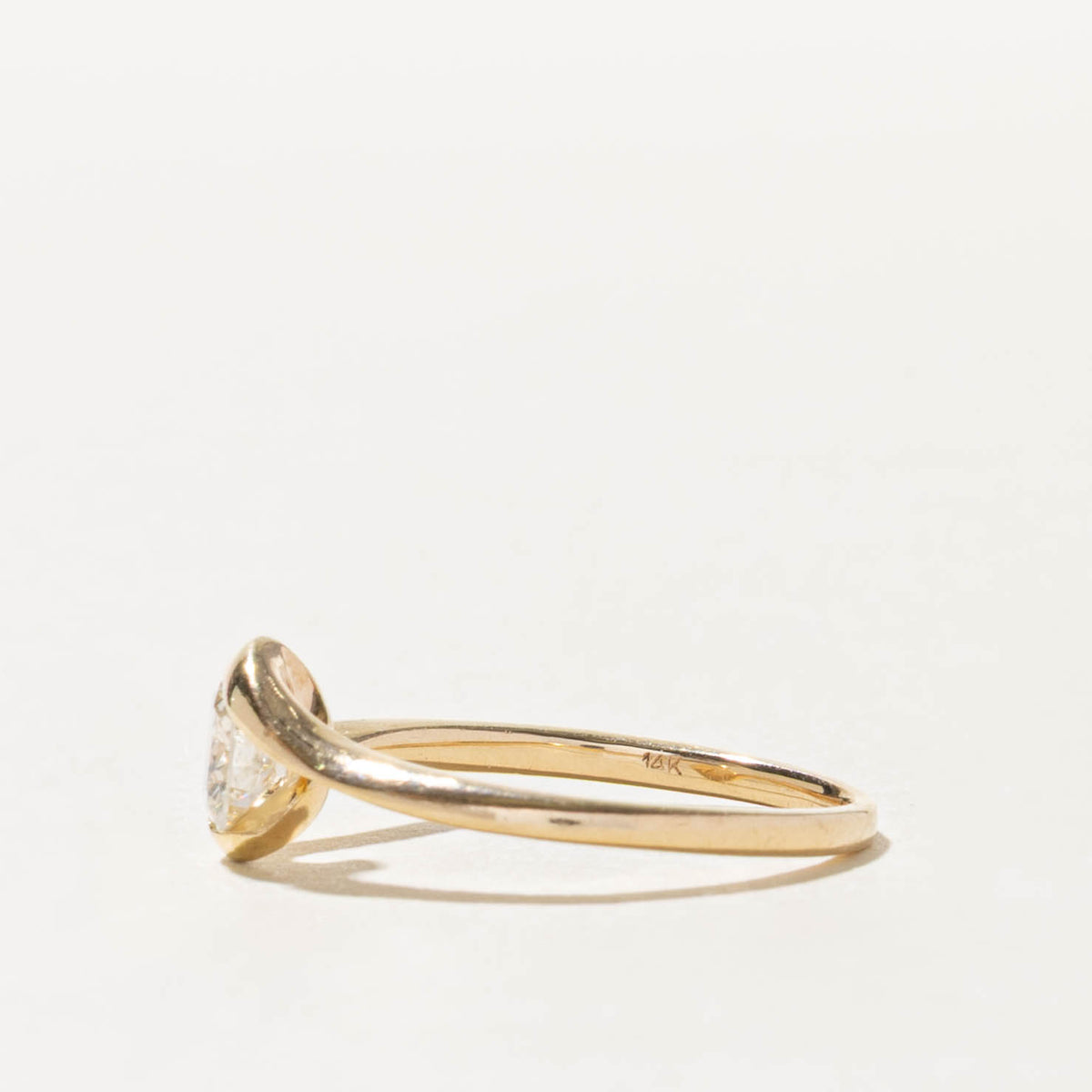 14k Solitaire Semi Bezel Set Diamond Bypass Ring | 0.53ct I1 J | SZ 6
