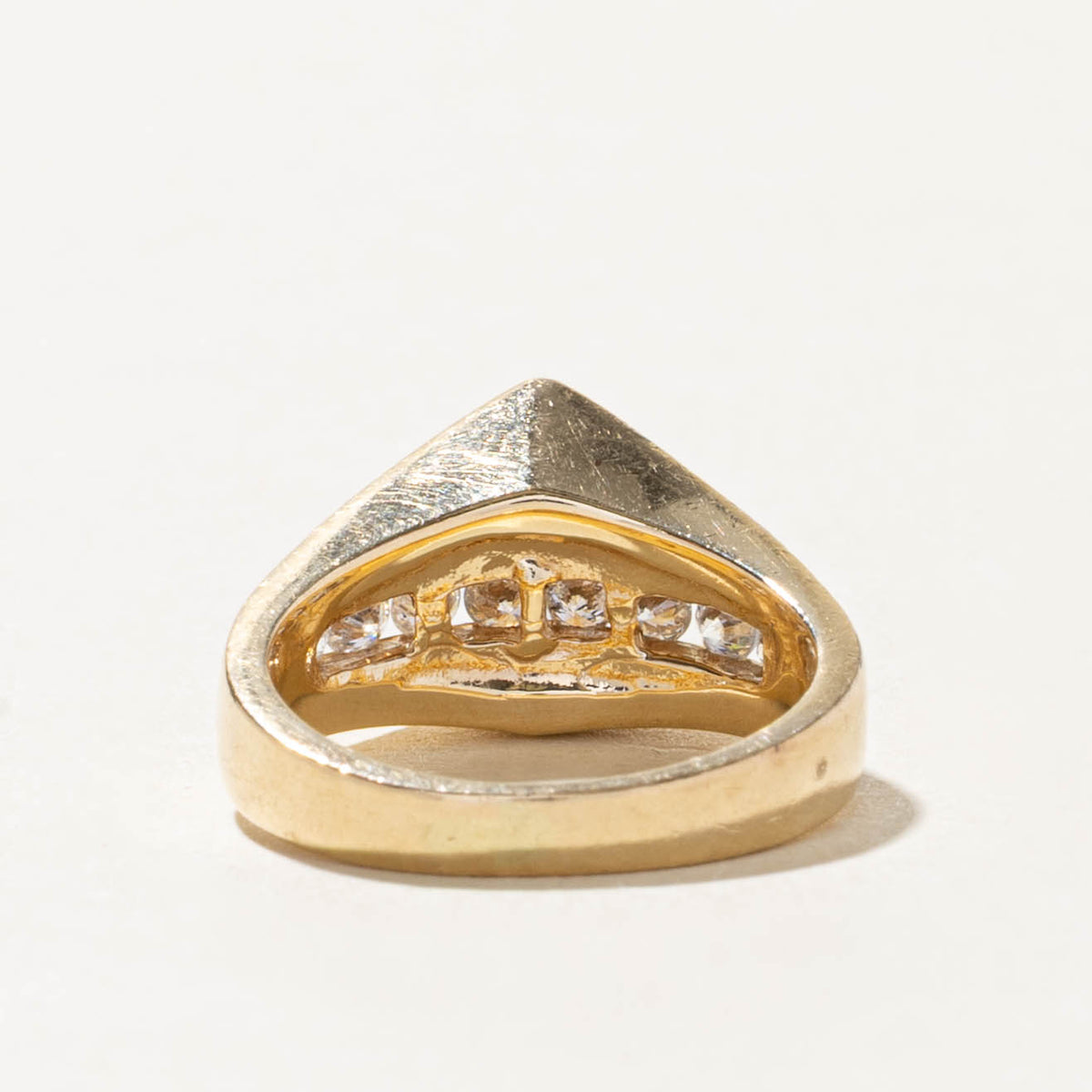 14k Marquise Cut Diamond Accented Grooved Ring | 0.53ct SI1/SI2 I/J, 0.32ctw | SZ 5.5