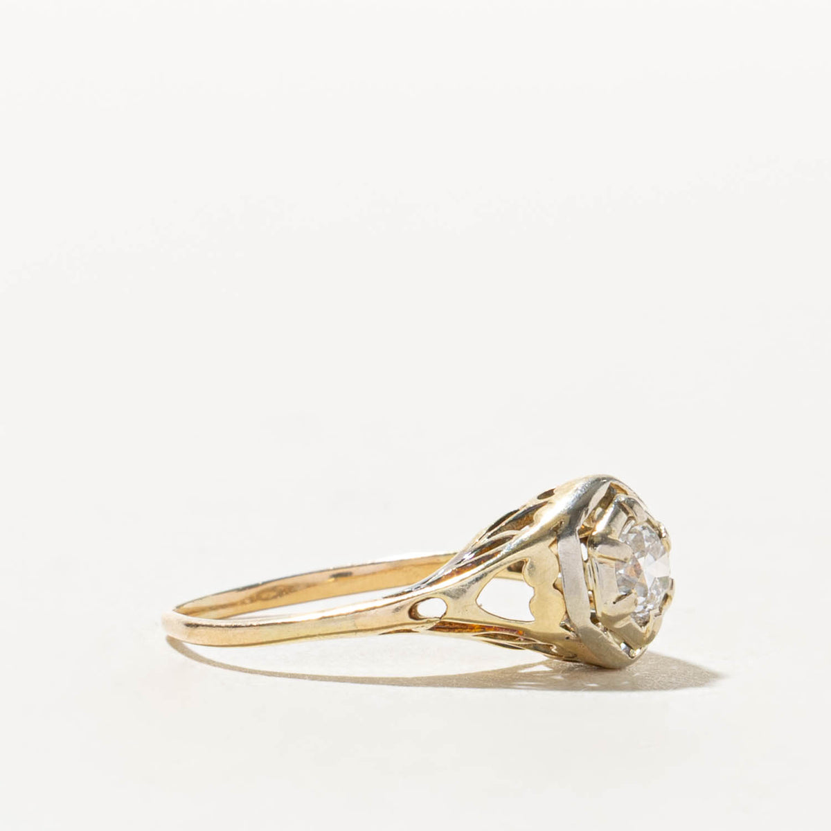 14k Old European Cut Diamond Openwork Geometric Ring | 0.22ct VS1/VS2 I/J | SZ 4.5