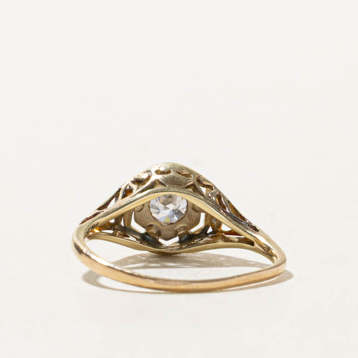 14k Old European Cut Diamond Openwork Geometric Ring | 0.22ct VS1/VS2 I/J | SZ 4.5