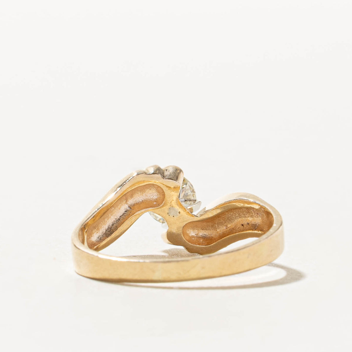 14k Solitaire Diamond Grooved Bypass Ring | 0.44ct SI2/I1 J/K | SZ 7.5