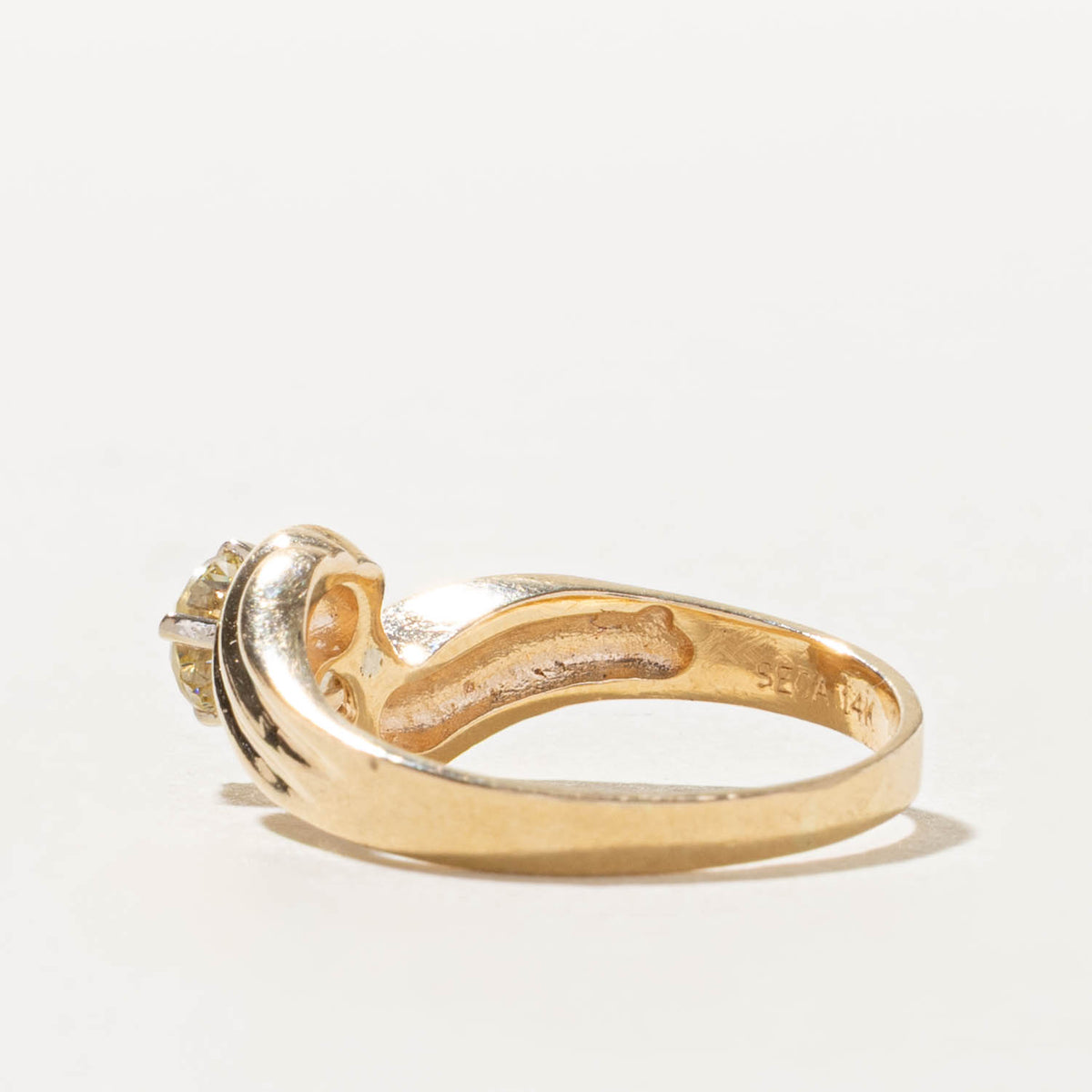 14k Solitaire Diamond Grooved Bypass Ring | 0.44ct SI2/I1 J/K | SZ 7.5