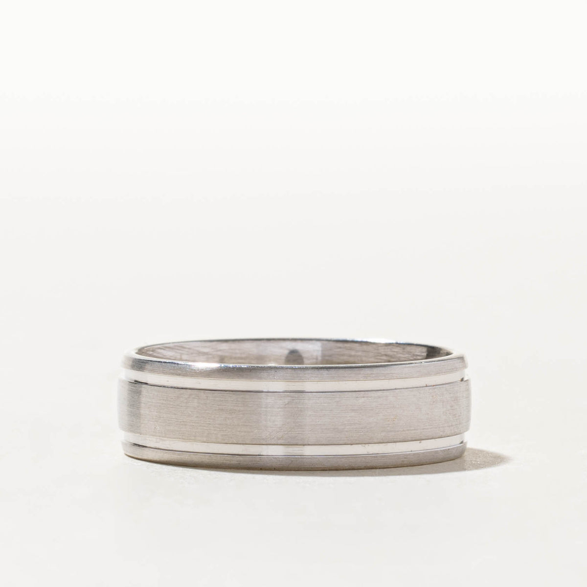 10k White Gold Grooved Matte Band | 6.55mm | SZ 10