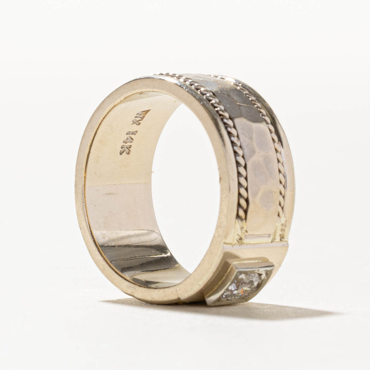 14k Solitaire Diamond Rope Band | 0.12ct | 7.80mm | SZ 5
