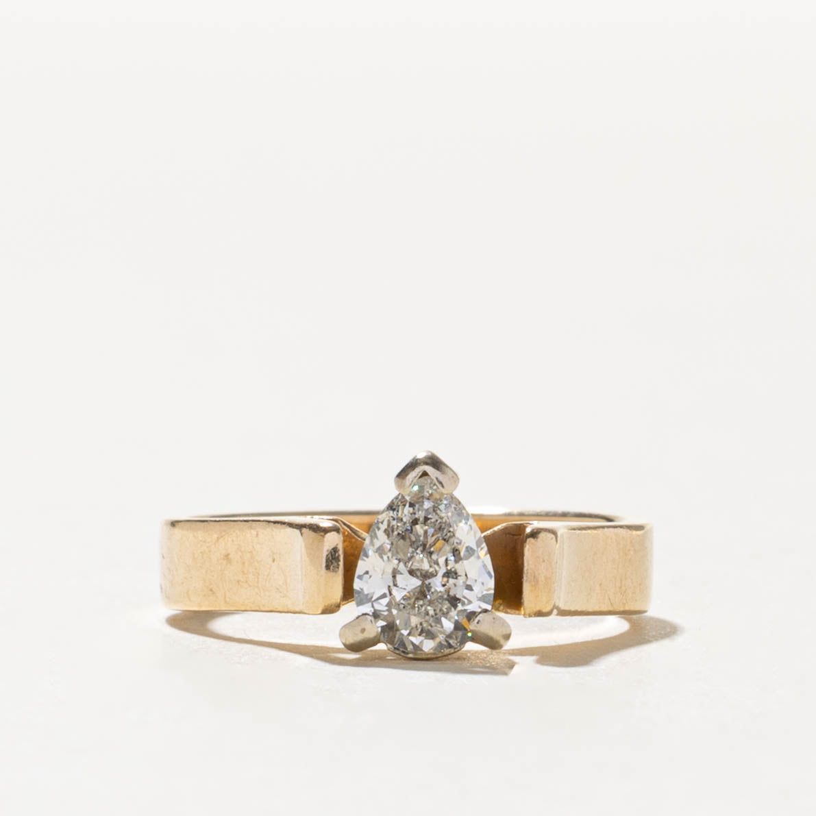 14k Solitaire Pear Cut Diamond Ring | 0.49ct SI1/SI2 J/K | SZ 4
