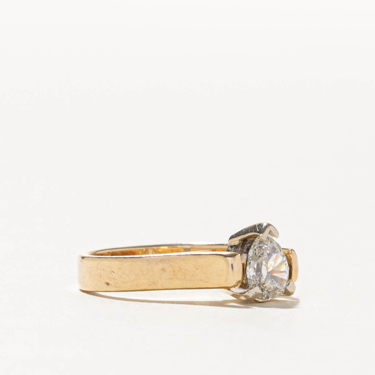 14k Solitaire Pear Cut Diamond Ring | 0.49ct SI1/SI2 J/K | SZ 4