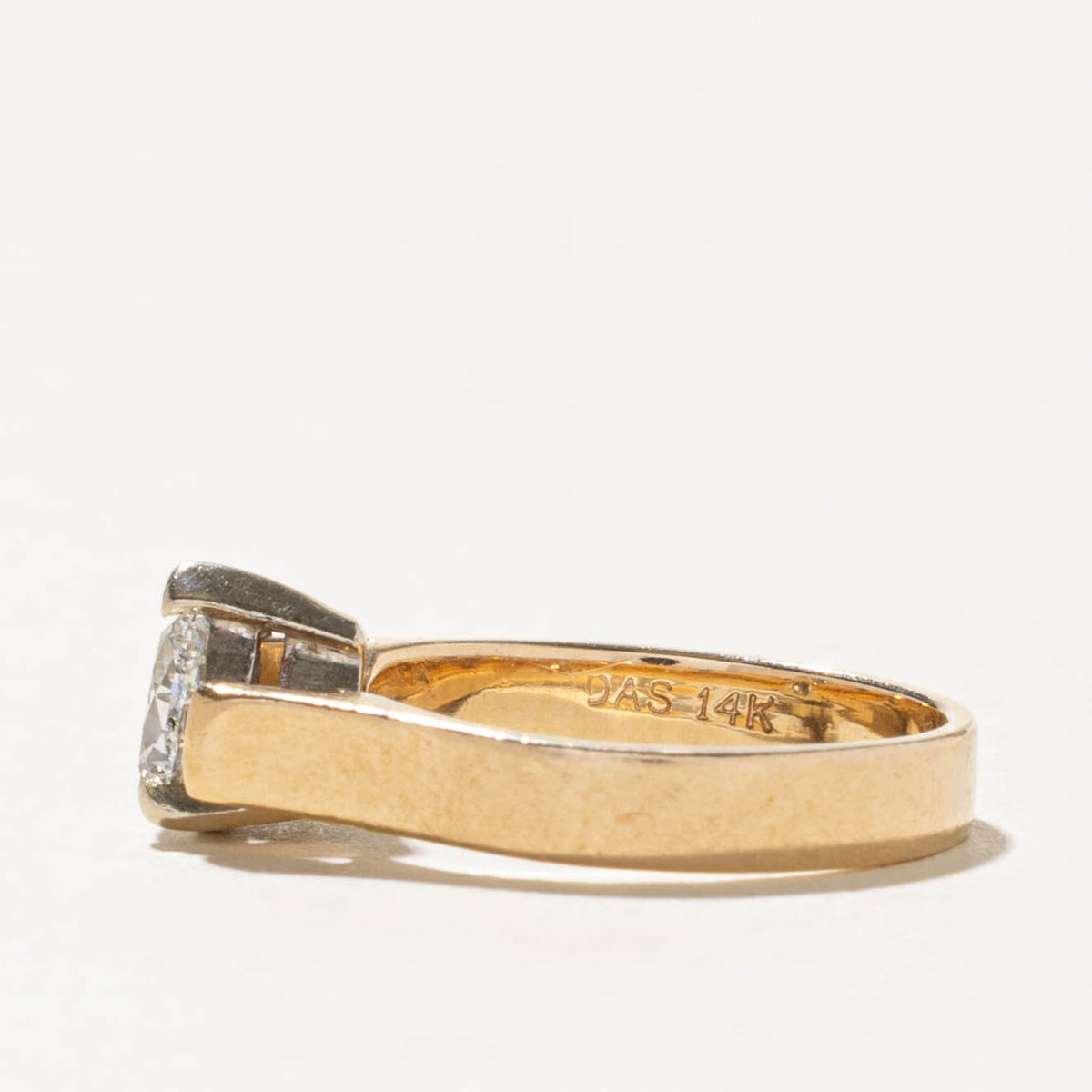 14k Solitaire Pear Cut Diamond Ring | 0.49ct SI1/SI2 J/K | SZ 4