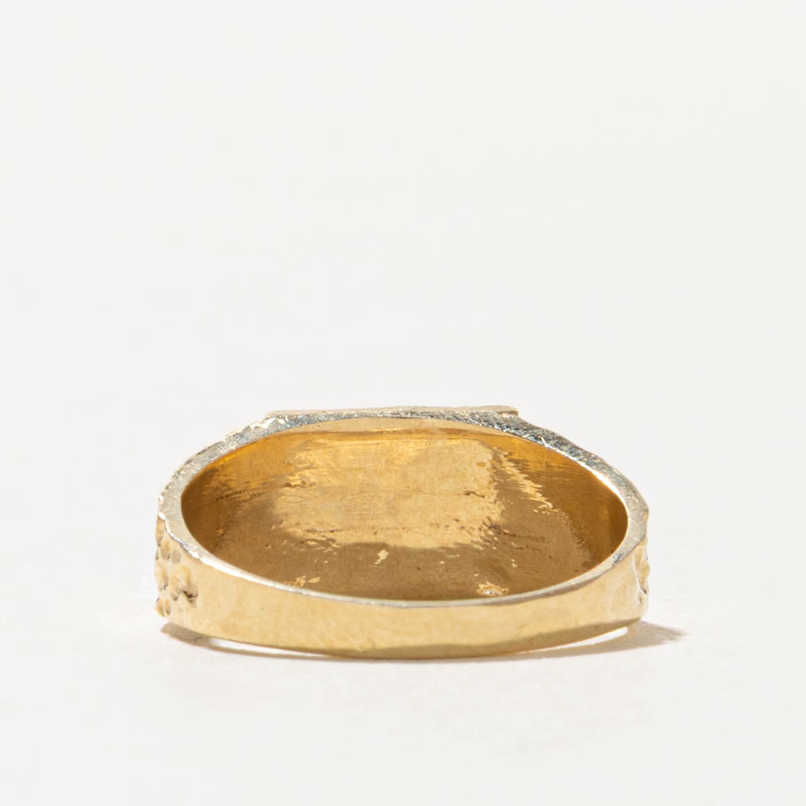 14k Yellow Gold Nuggety Matte Signet Ring | SZ 2.75